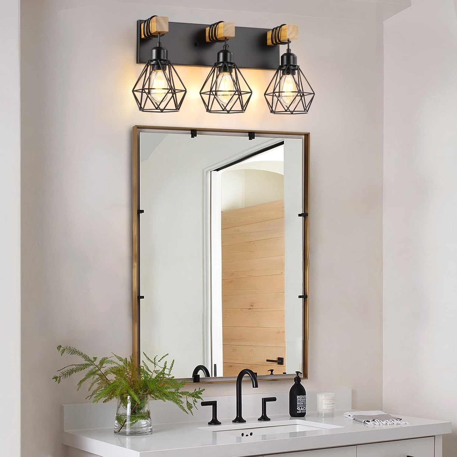 Farmhouse Vanity Light Fixtures with 3 Lights and Rustic Design
