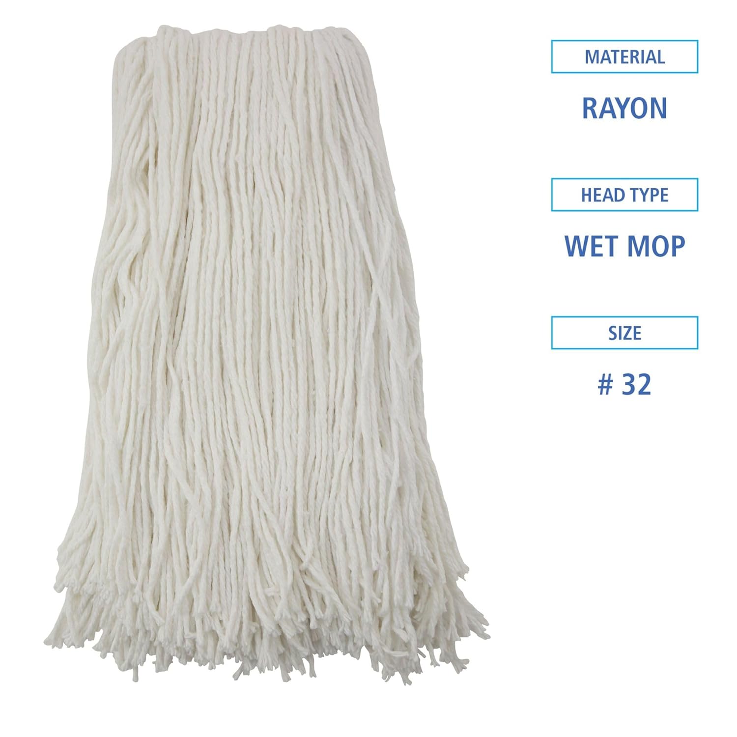 Boardwalk BWK2032RCT No 32 Rayon Cut-End Wet Mop Head - White 12Carton