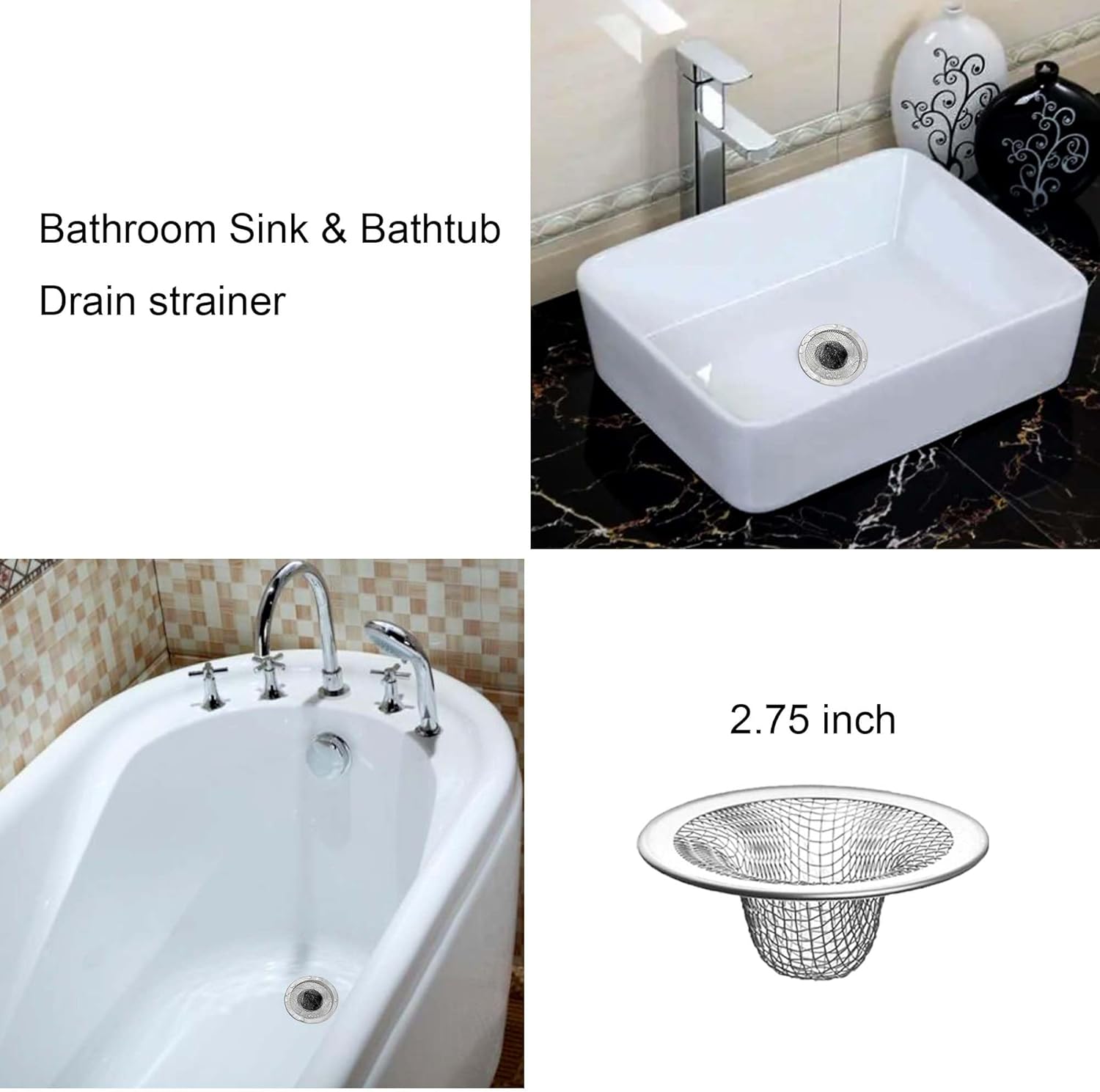 10PCS Stainless Steel Sink Drain Strainer for Bathroom