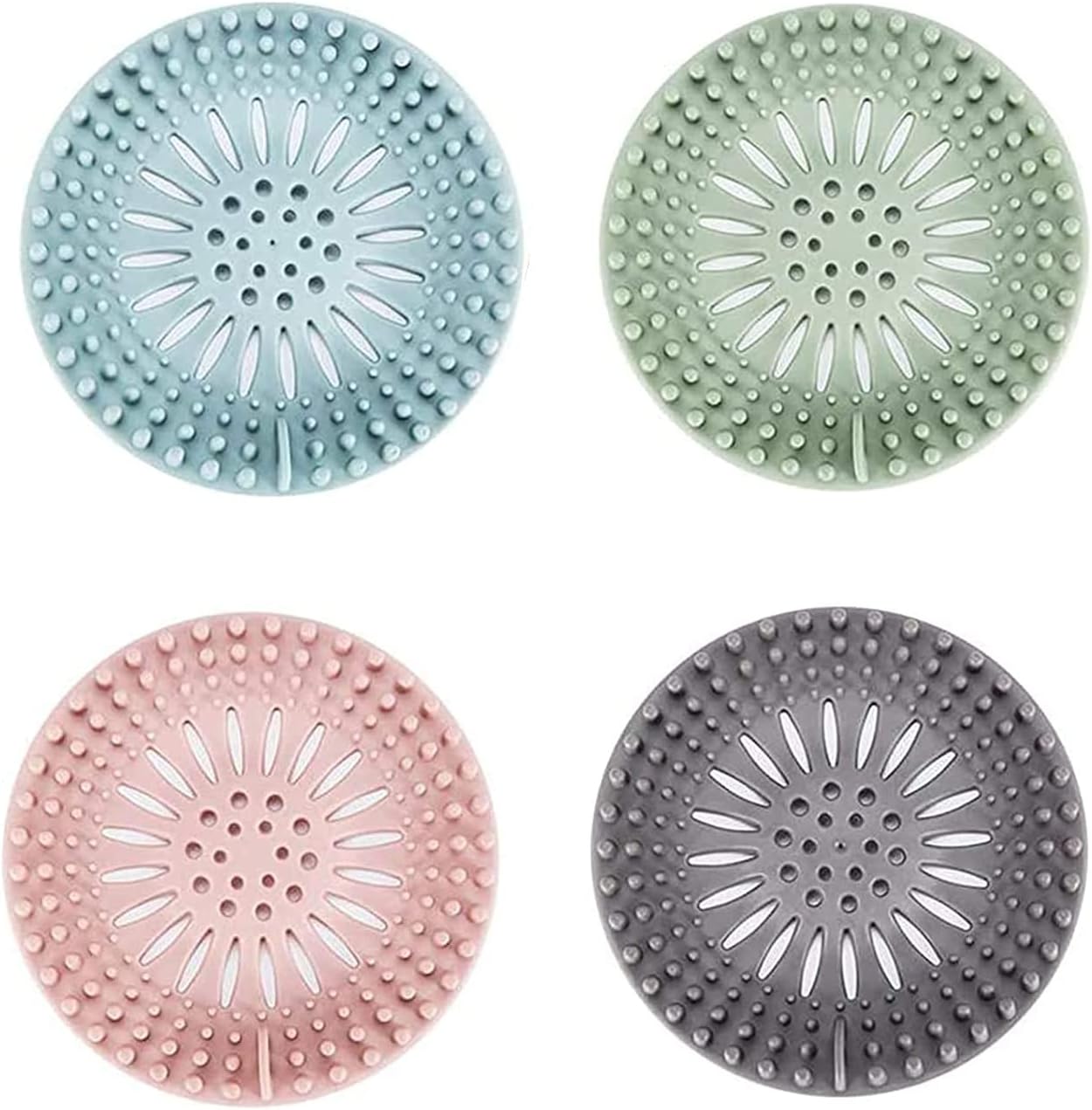 NADUSEP 4Pcs Durable Silicone Hair Catcher for Shower Drain
