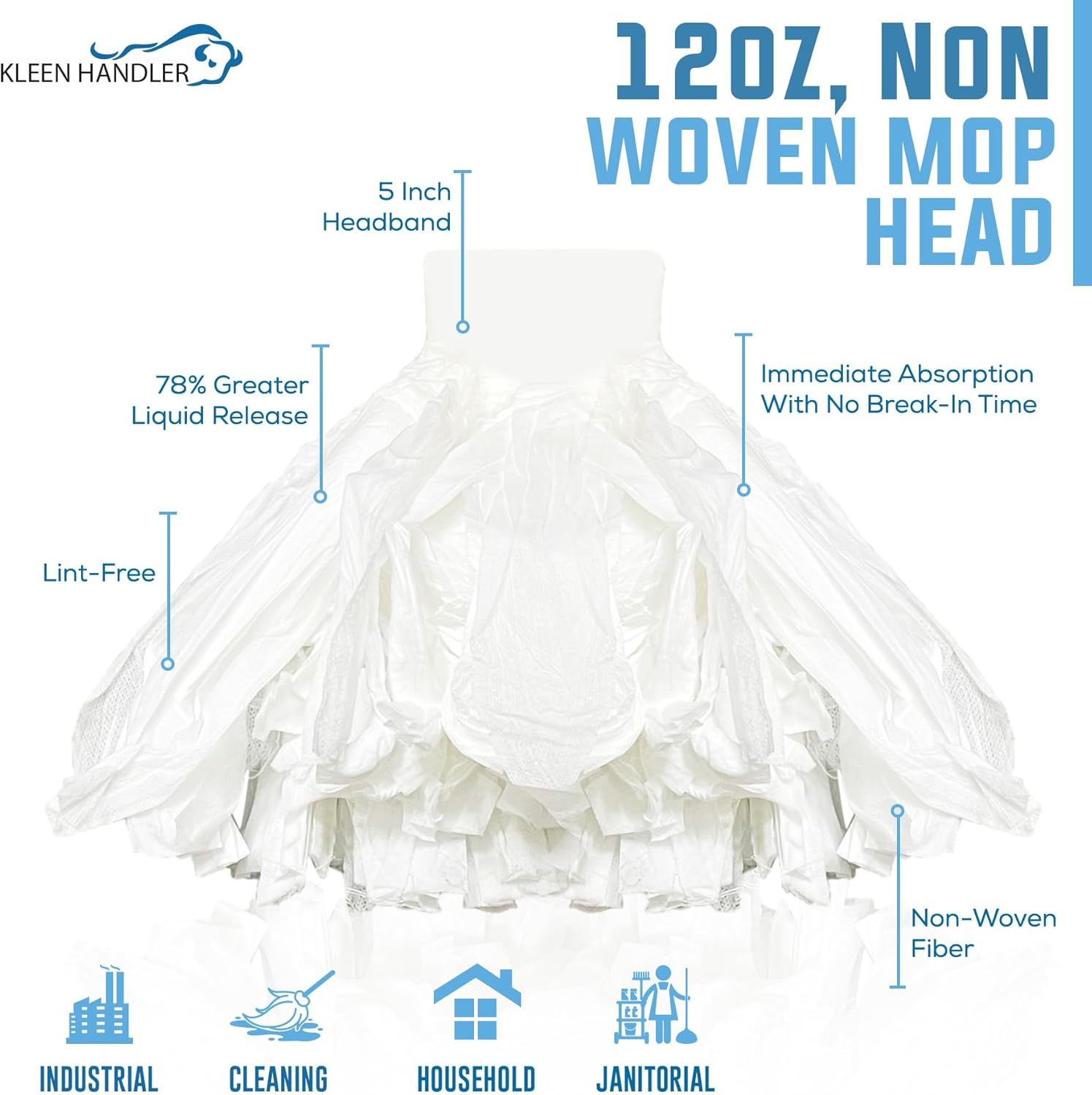 KLEEN HANDLER Non-Woven Mop Head Refill Pack of 6
