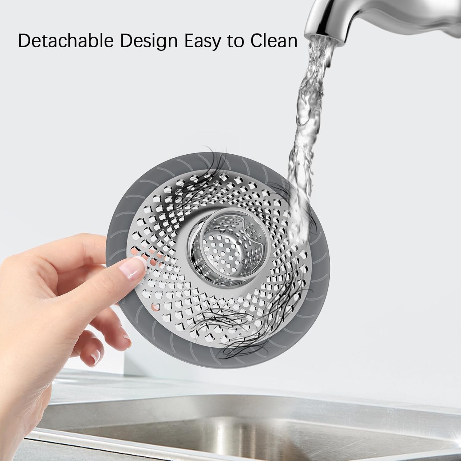 2PCS Stainless Steel Drain Hair Catcher for Bathroom Kitchen