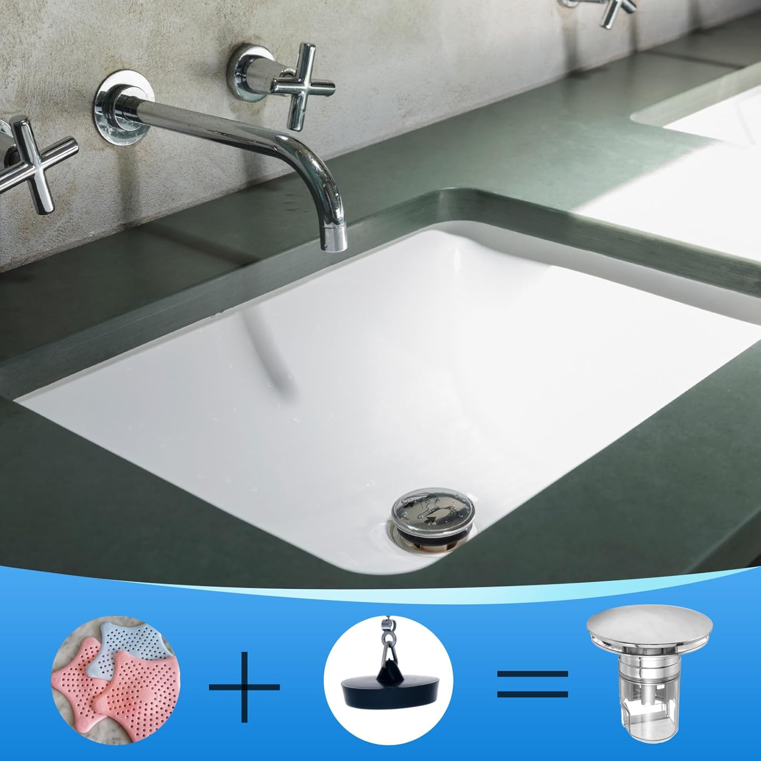 Uxcell Pull-Up Sink Stopper with Seal Ring Silver 1