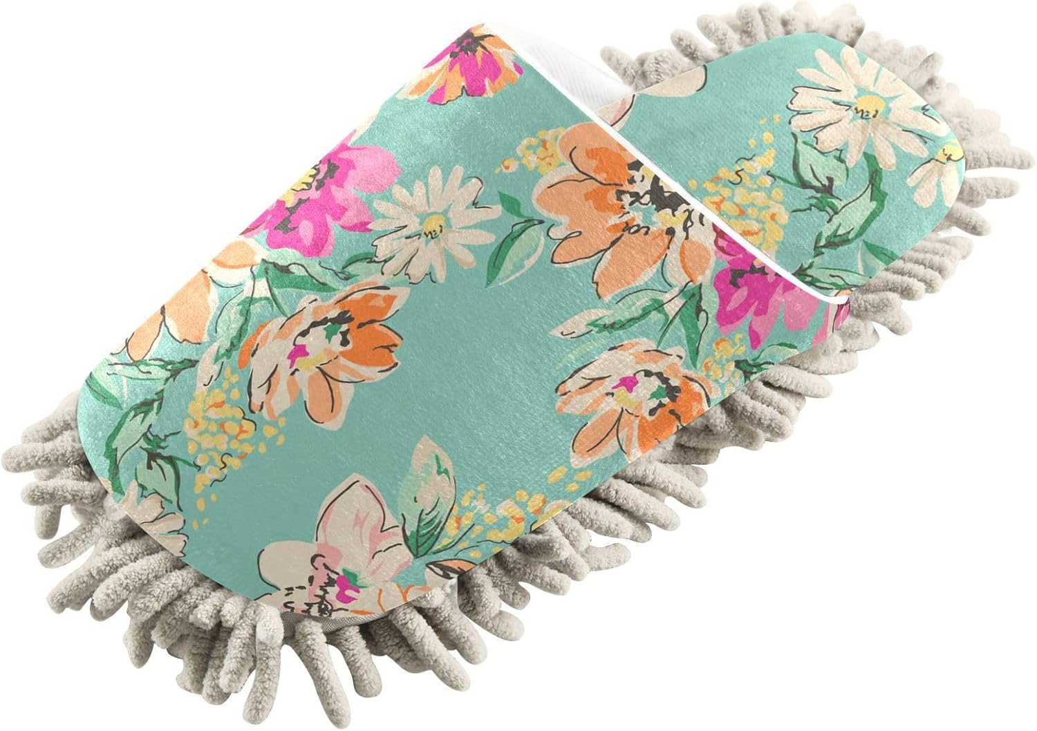 Sinestour Sketched Flower Mop Slippers for Floor Cleaning