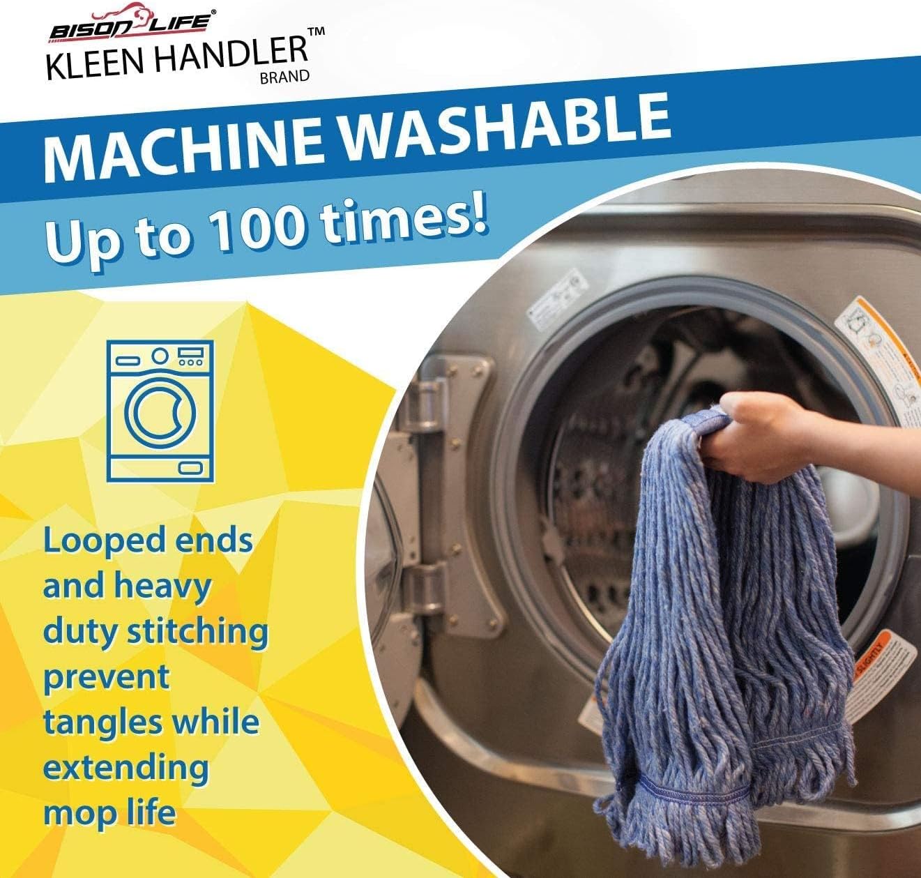 KLEEN HANDLER 3 Pack Heavy Duty Mop Heads 100 Safe Handler Gloves