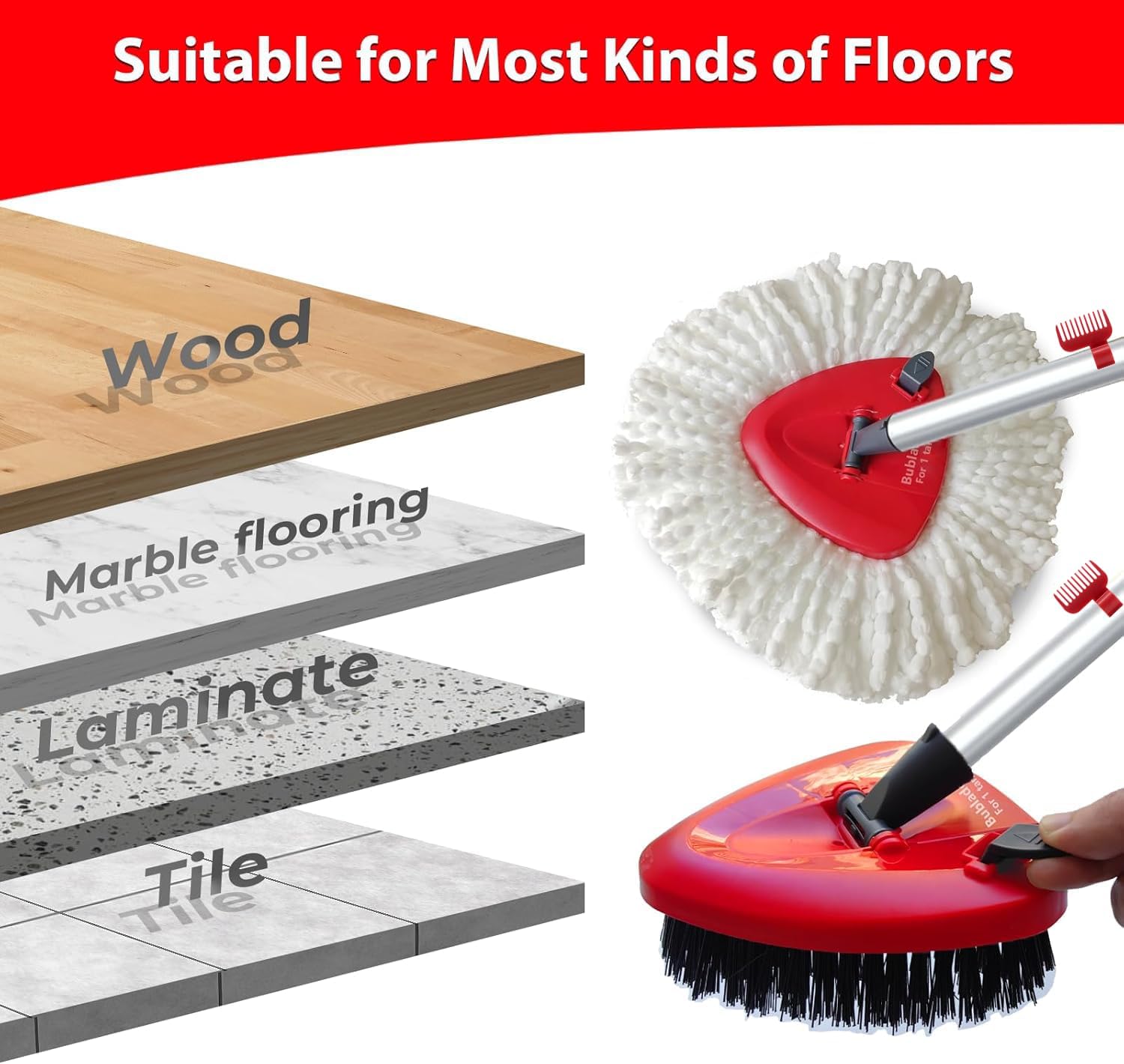 Bublador Spin Mop Head Replacement for O-Cedar EasyWring 1 Tank