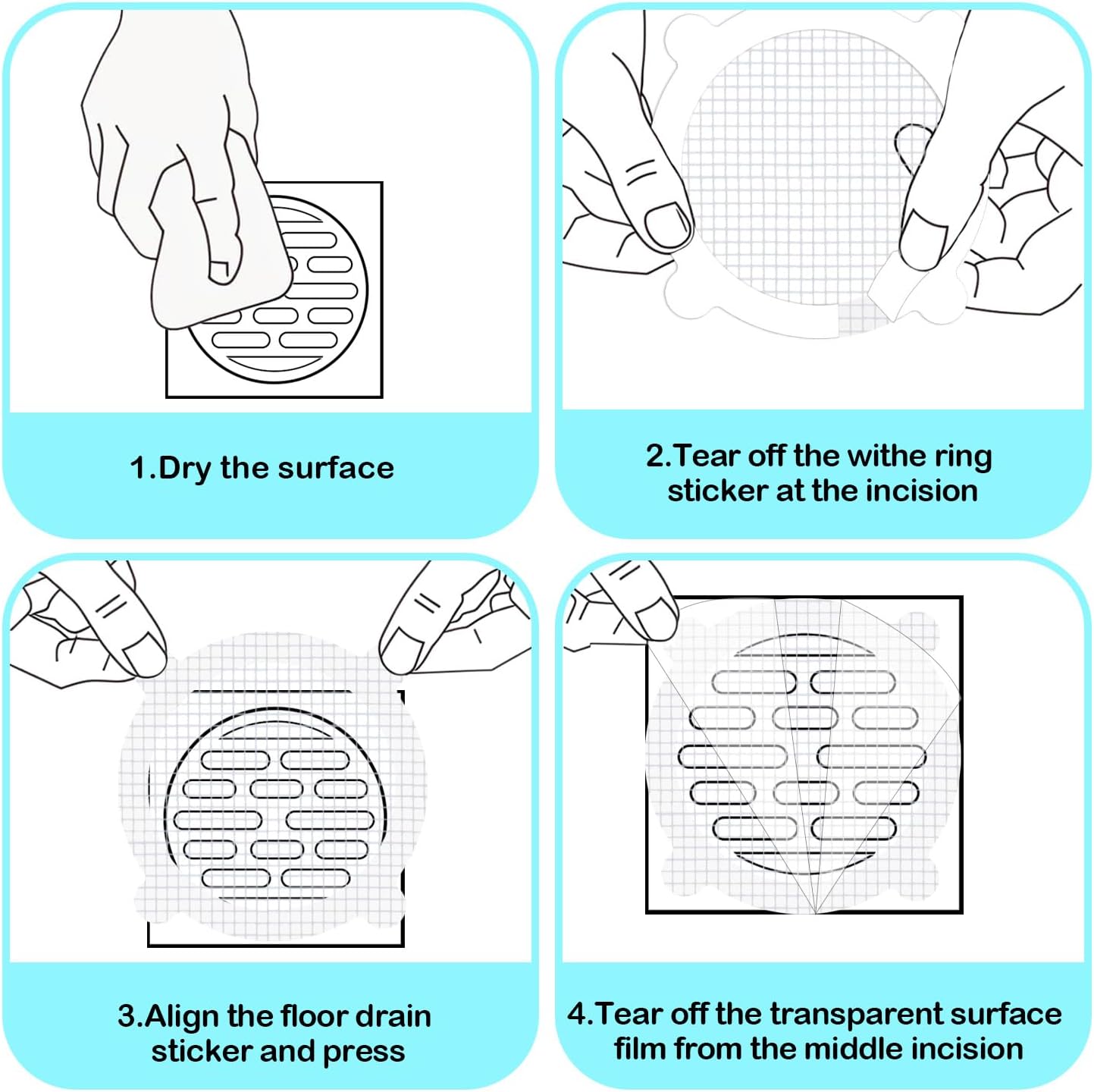 HIKIMA 60Pcs Disposable Shower Drain Cover Hair Catcher