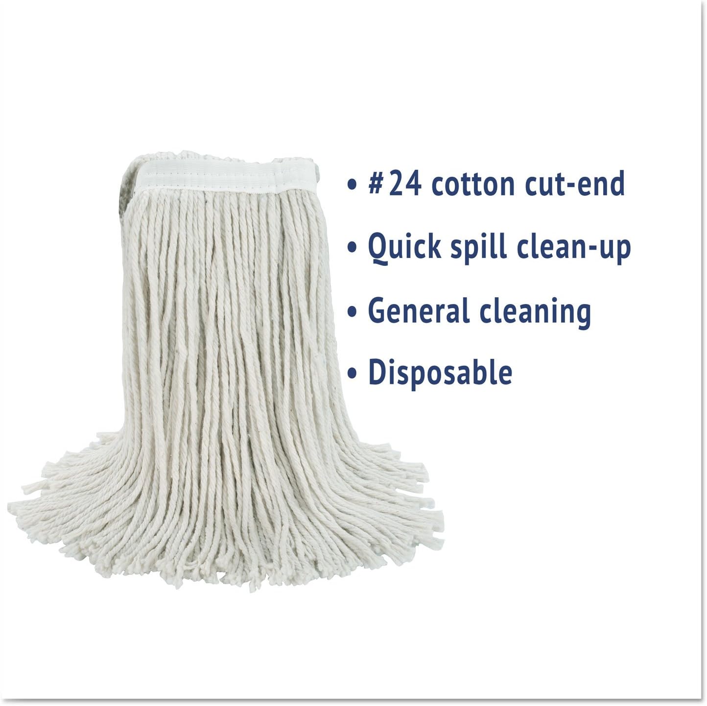 Boardwalk BWK2024CEA No 24 Cotton Cut-End Wet Mop Head White