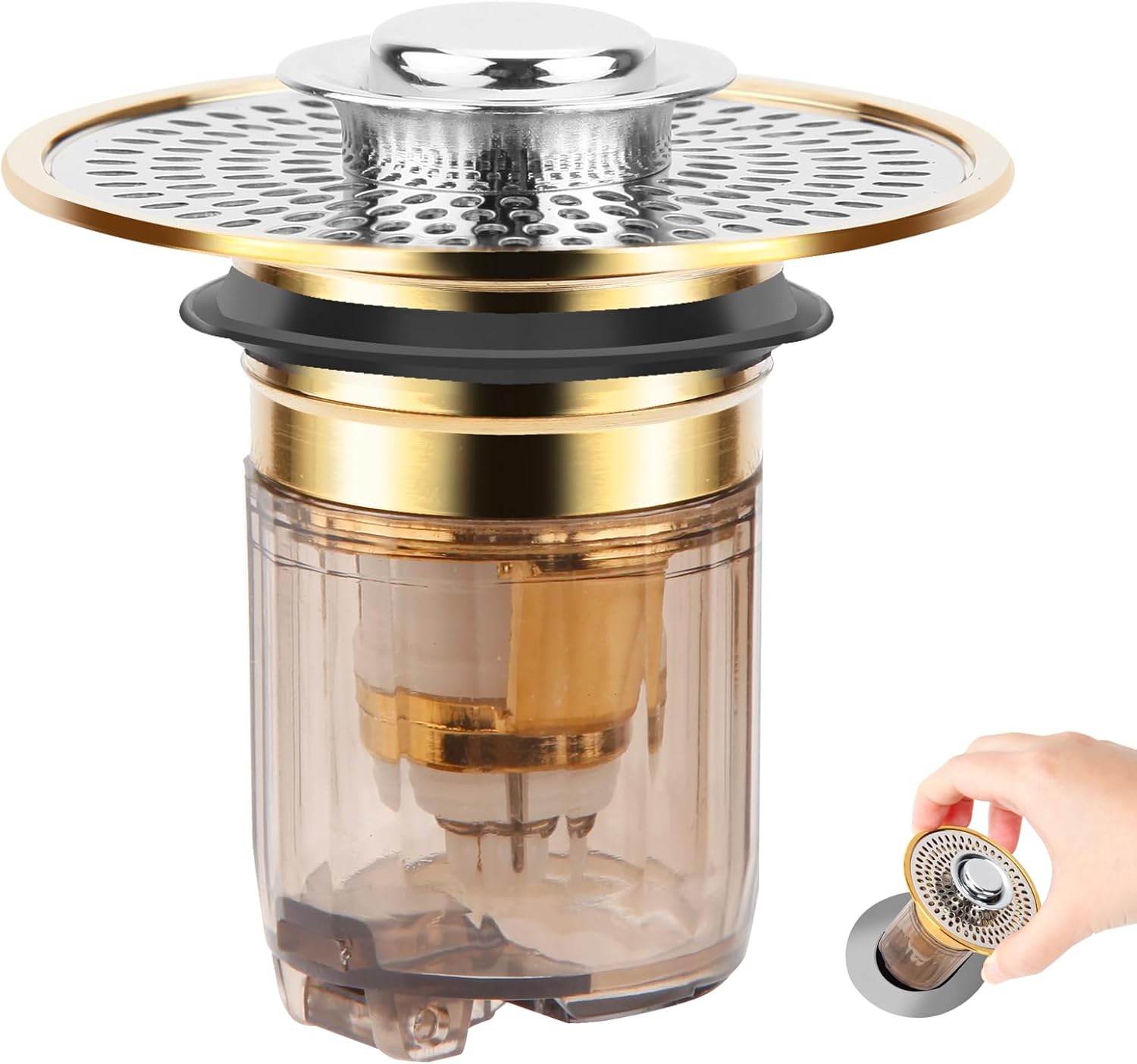 CHICHAUS 2 in 1 Bathroom Sink Stopper with Drain Strainer