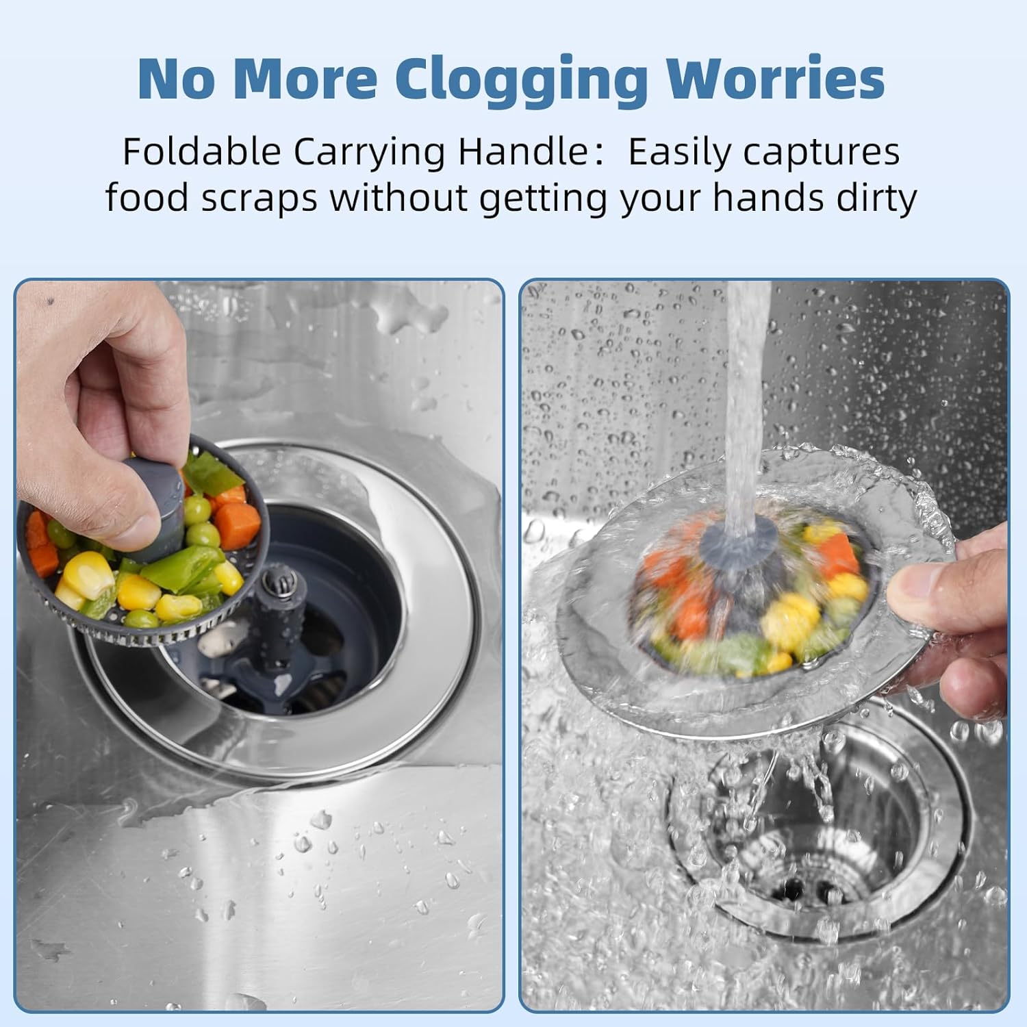 iFealClear 3-in-1 Drain Strainer Stopper Chrome Stainless Steel