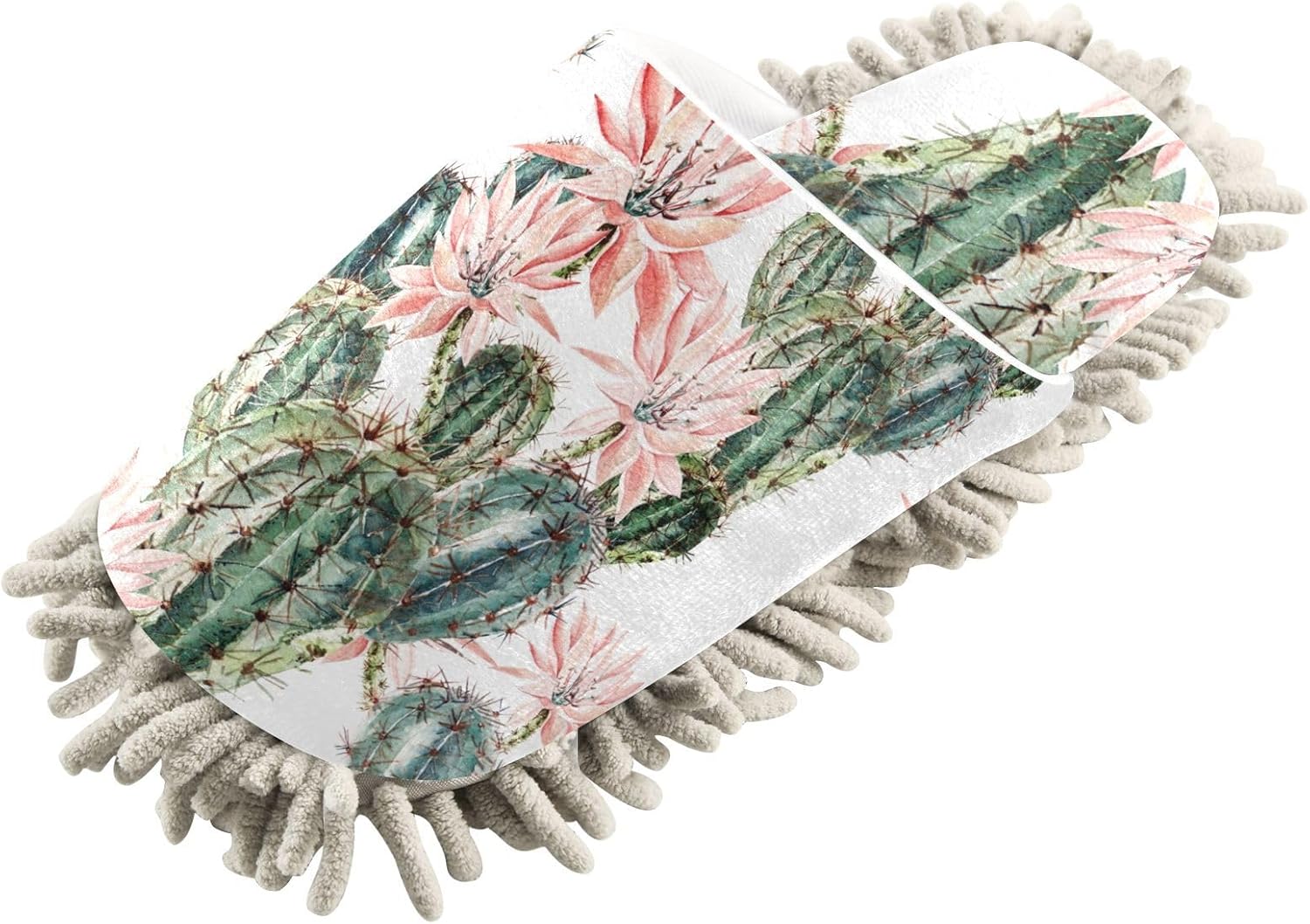 Sinestour Floral Cactus Mop Slippers for Floor Cleaning