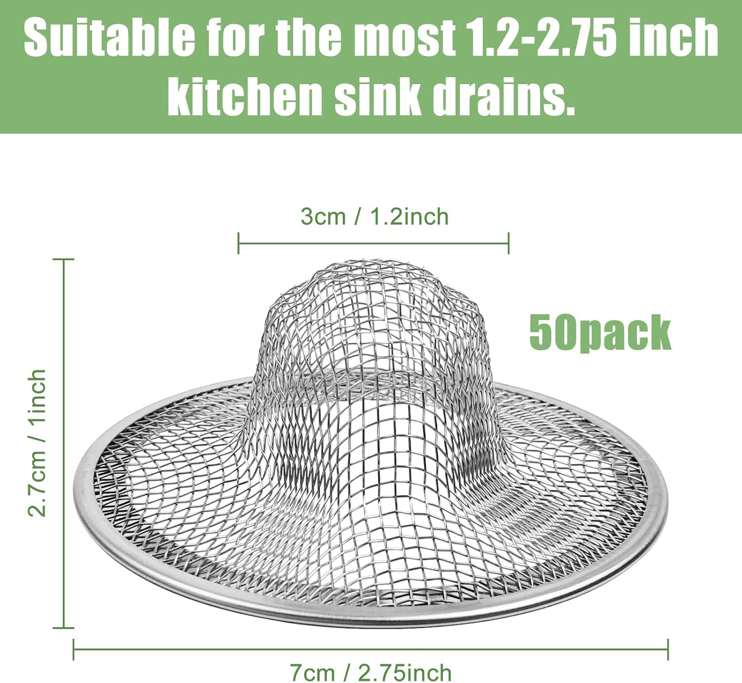 50pcs Stainless Steel Sink Strainer with Wire Mesh 275 Diameter