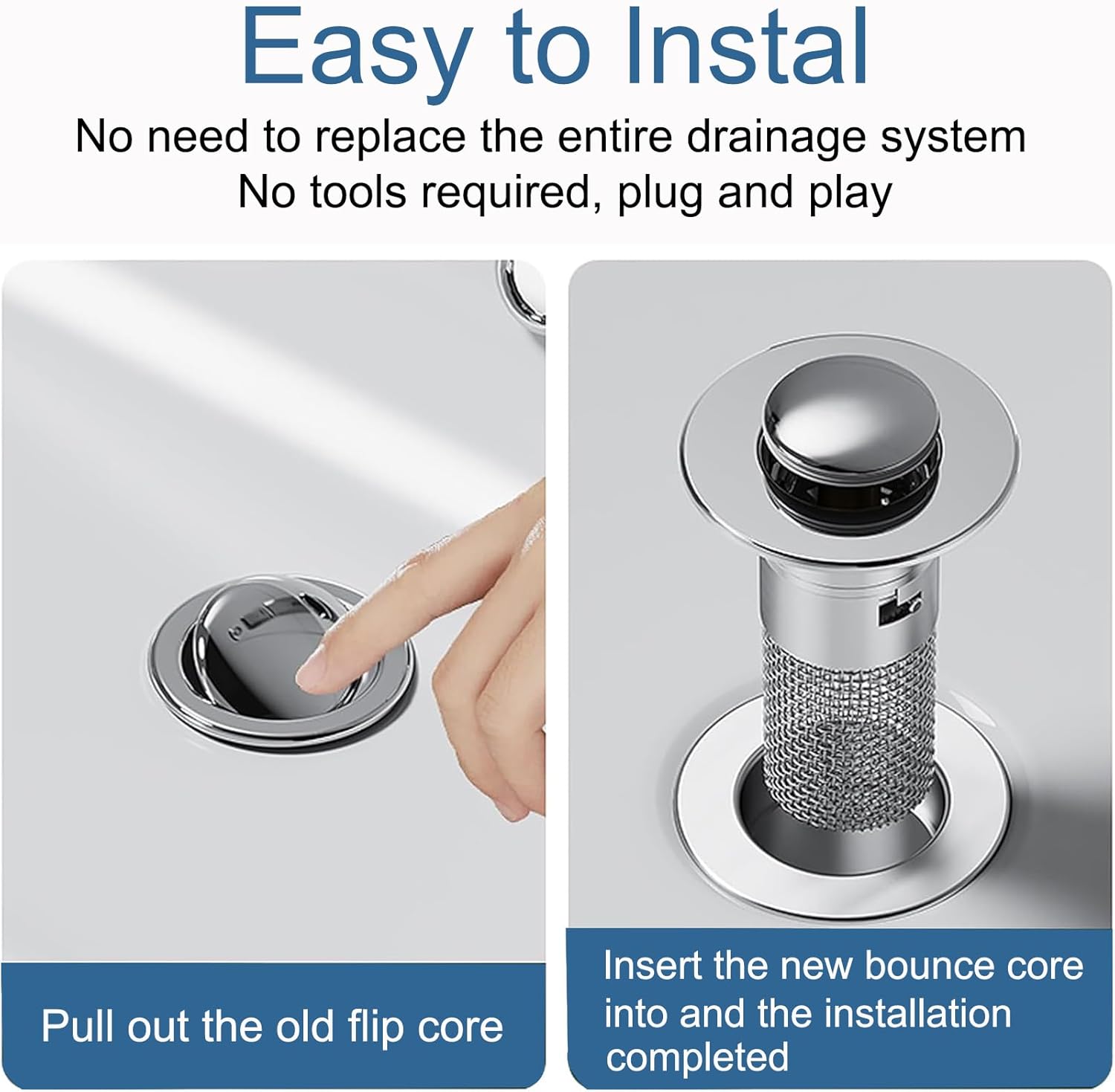 Ridroid 2PCS Bathroom Sink Drain Strainer with Removable Basket