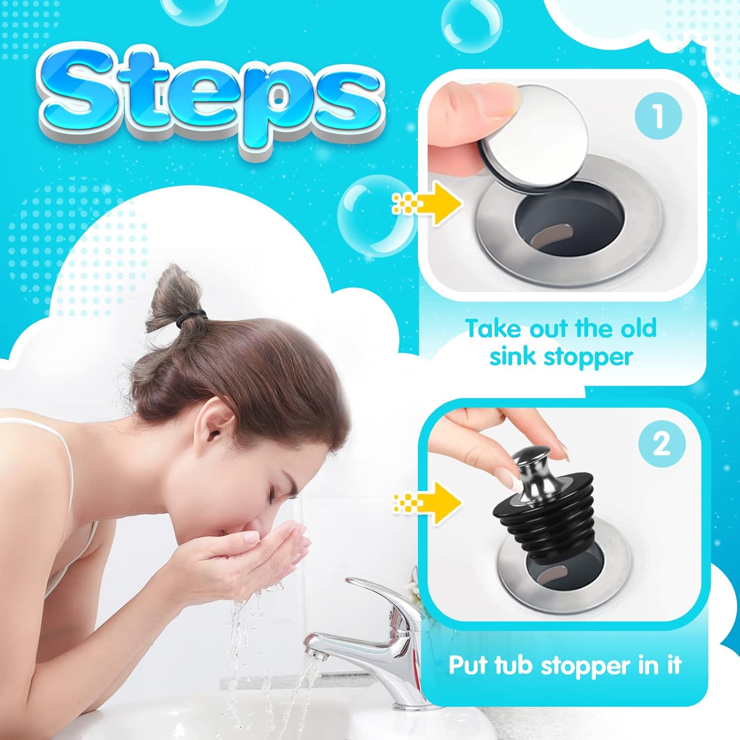 SYIPO 2 Pack Universal Metal Bathtub Stopper