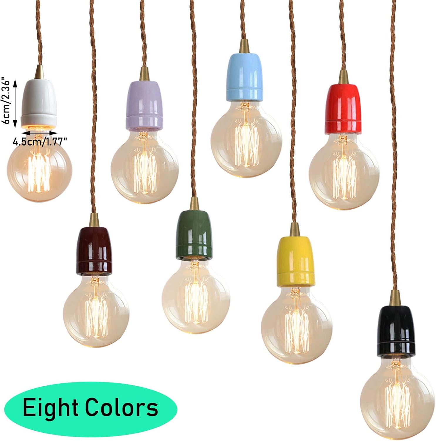 Blue E26 Ceramic Base Pendant Light Set of Three