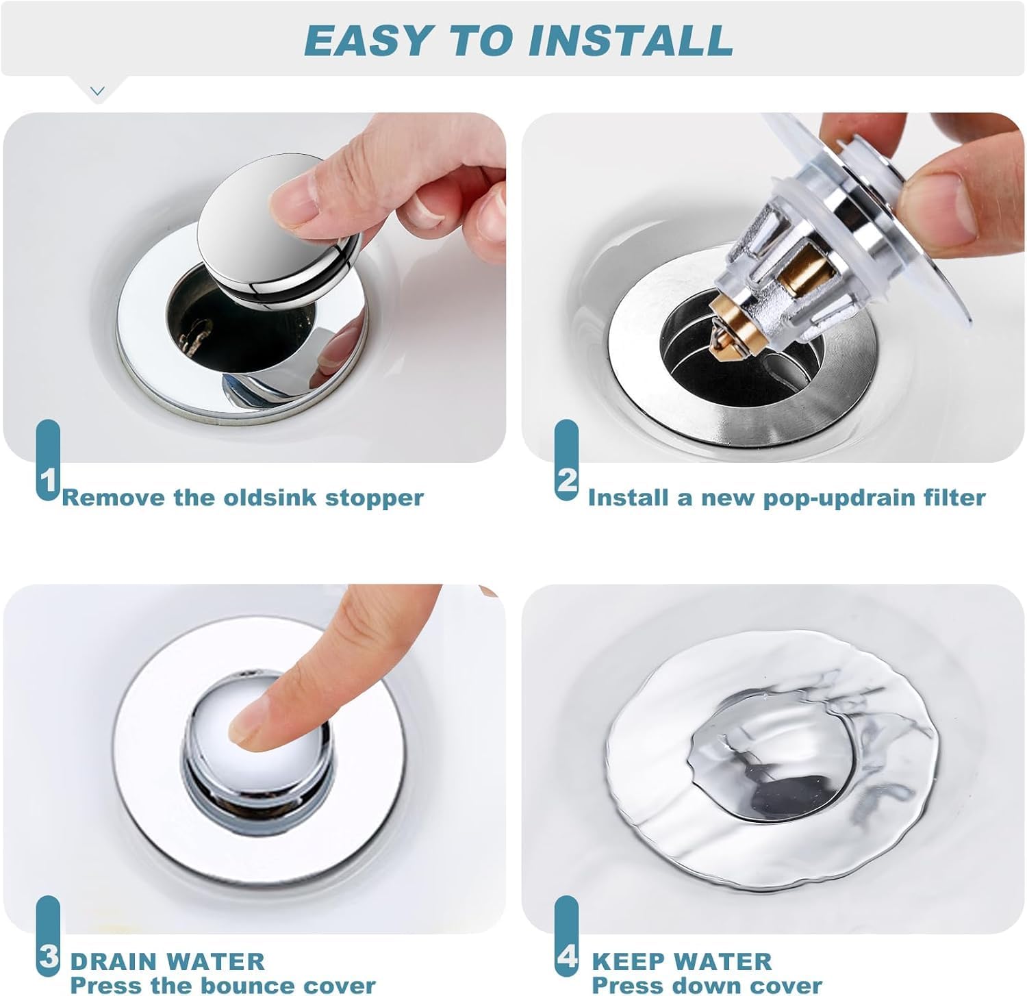 Joes Drainer Sink Strainer Stopper - Universal Kitchen and Bathroom Drainage Replacement