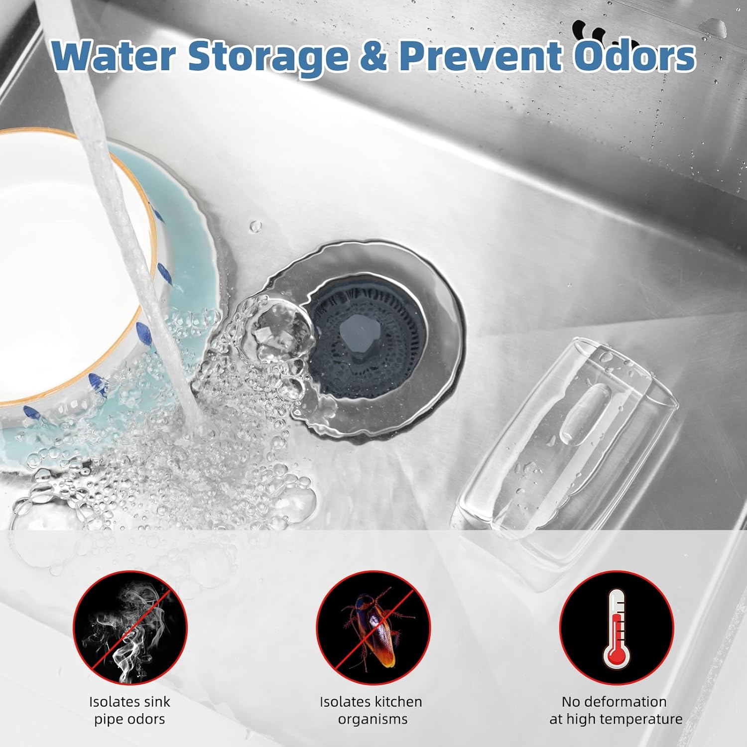 iFealClear 3-in-1 Drain Strainer Stopper Chrome Stainless Steel