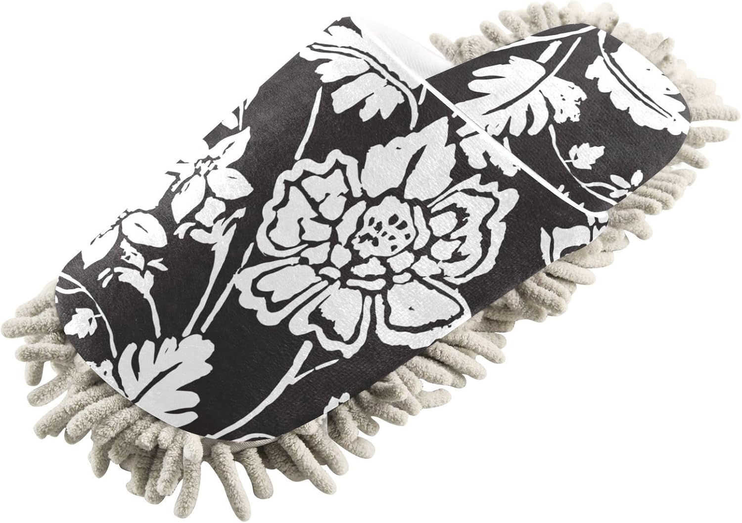 Kigai Microfiber Slippers Black Floral Cleaning Mop