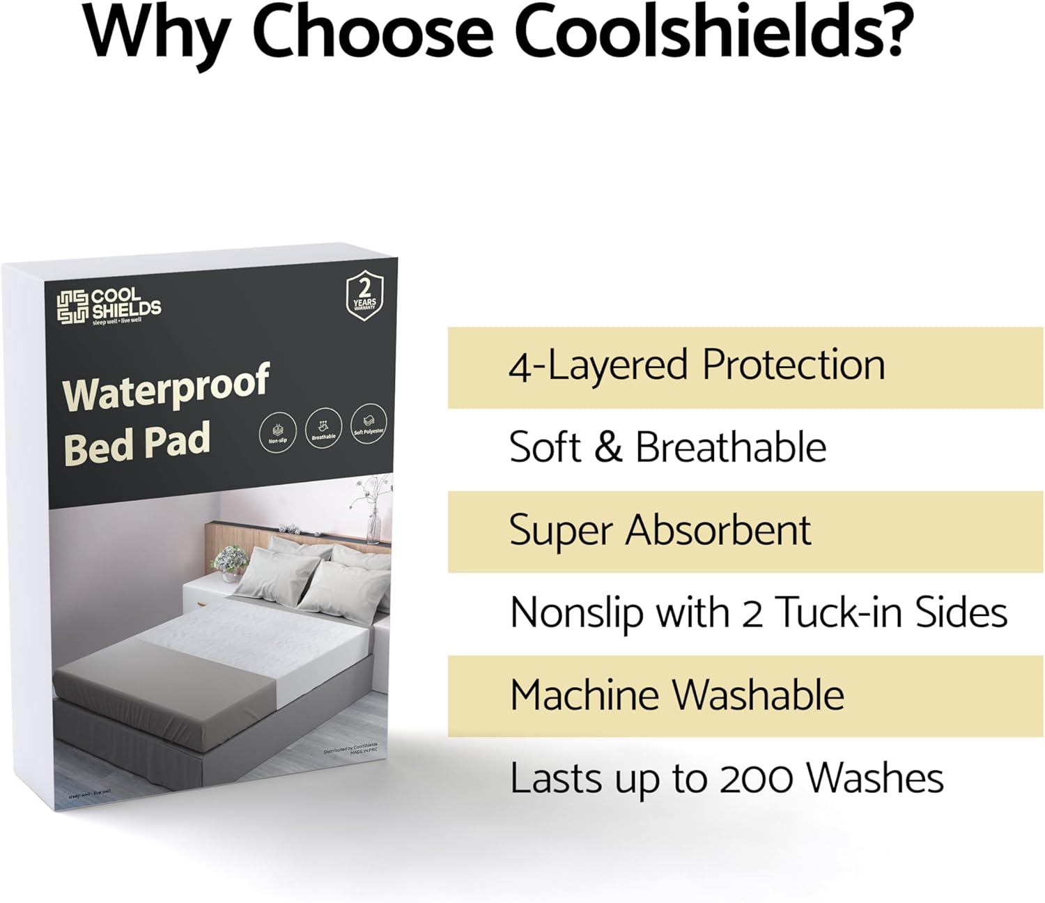 CoolShields Waterproof Bed Pads 2 Pack White