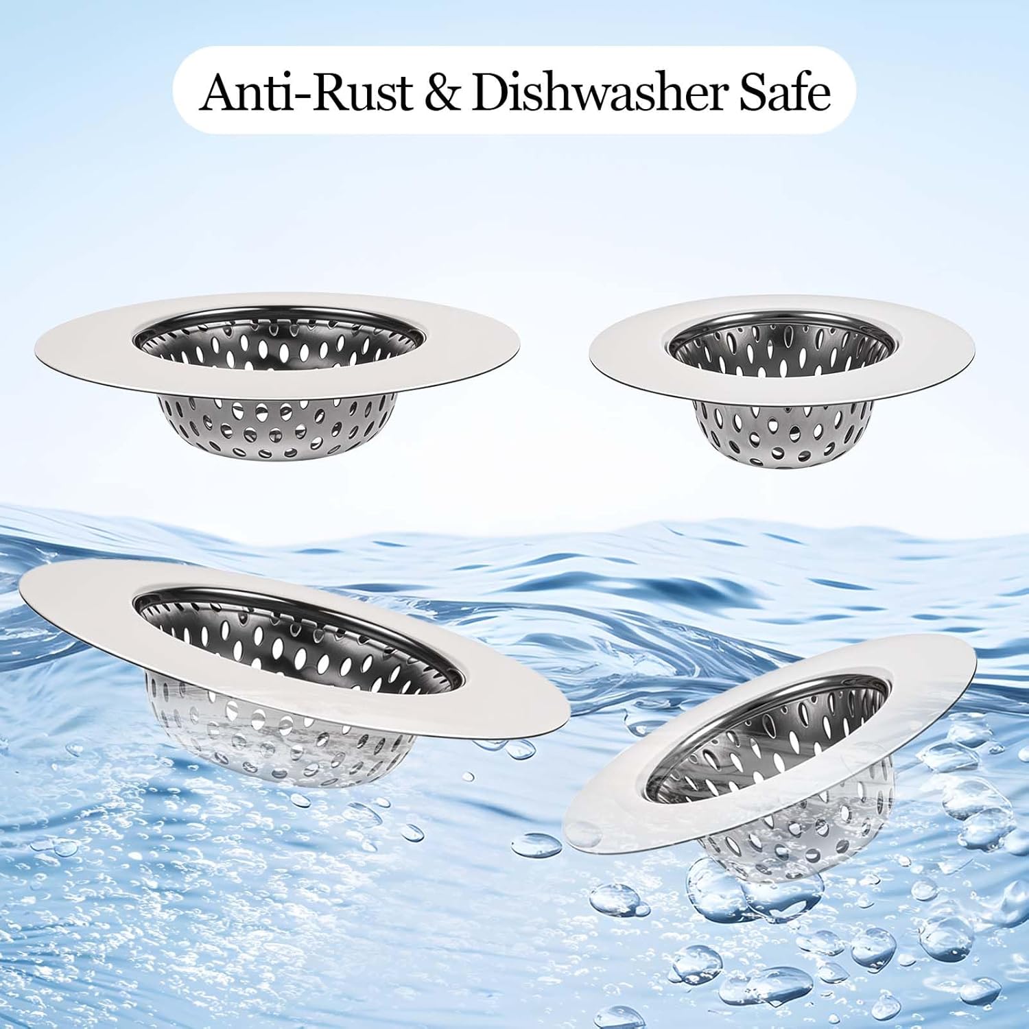 2PCS Stainless Steel Sink Drain Hair Catcher for Bathroom and Laundry