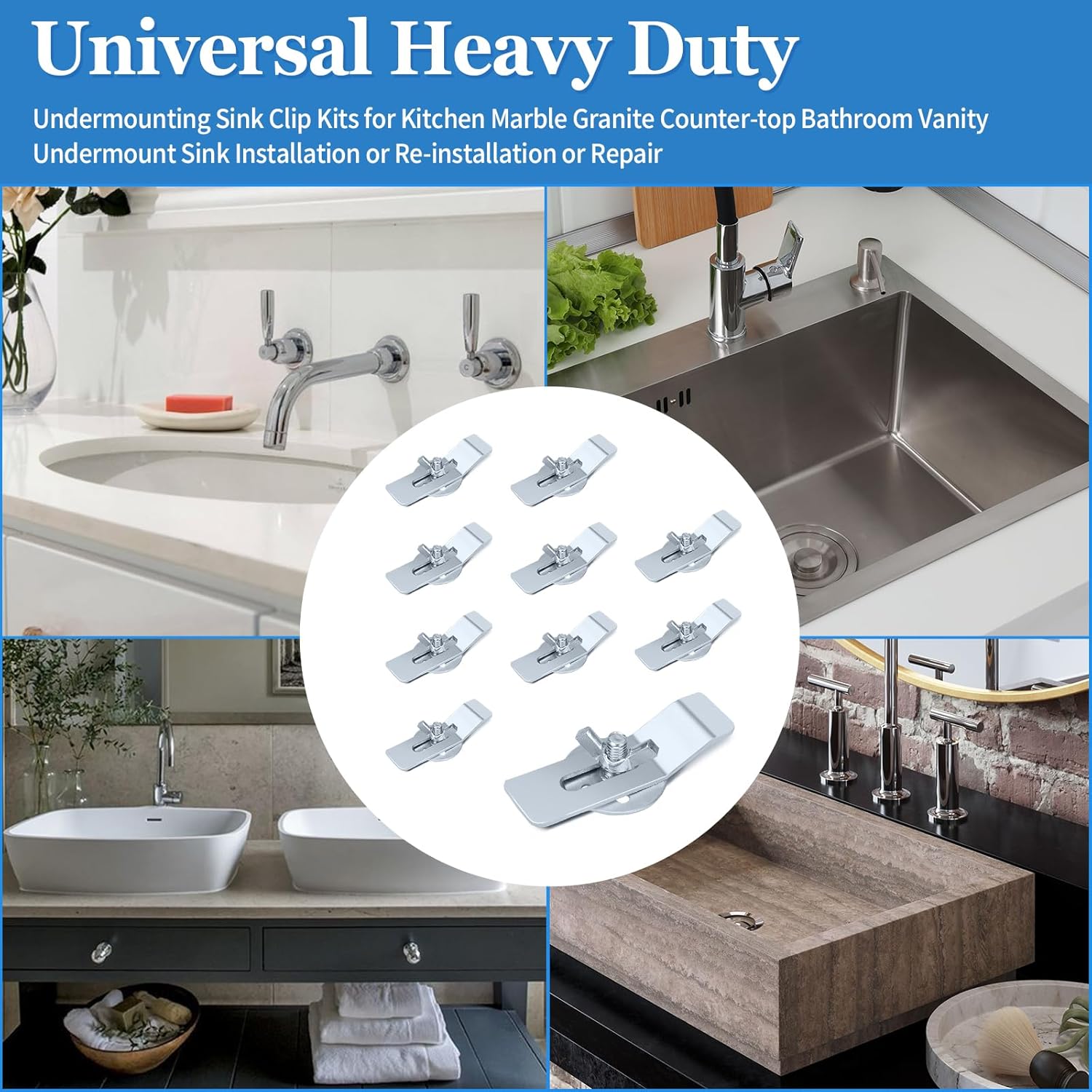 ChangTa Undermount Sink Clips 10 Pack Heavy Duty Epoxy Brackets