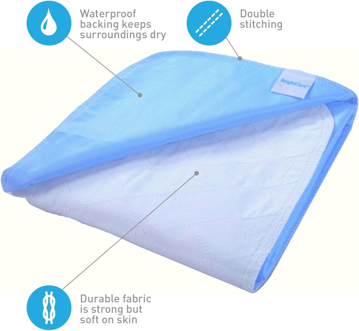 Premium Soft Waterproof Bed Pad 34x36 Inch - 300 Washes Reusable Incontinence Protection