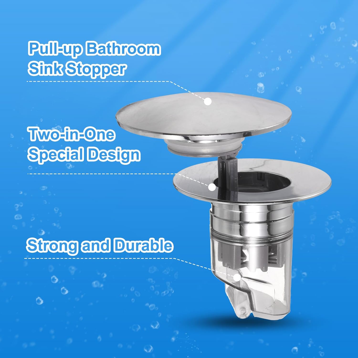 Uxcell Pull-Up Sink Stopper with Seal Ring Silver 1