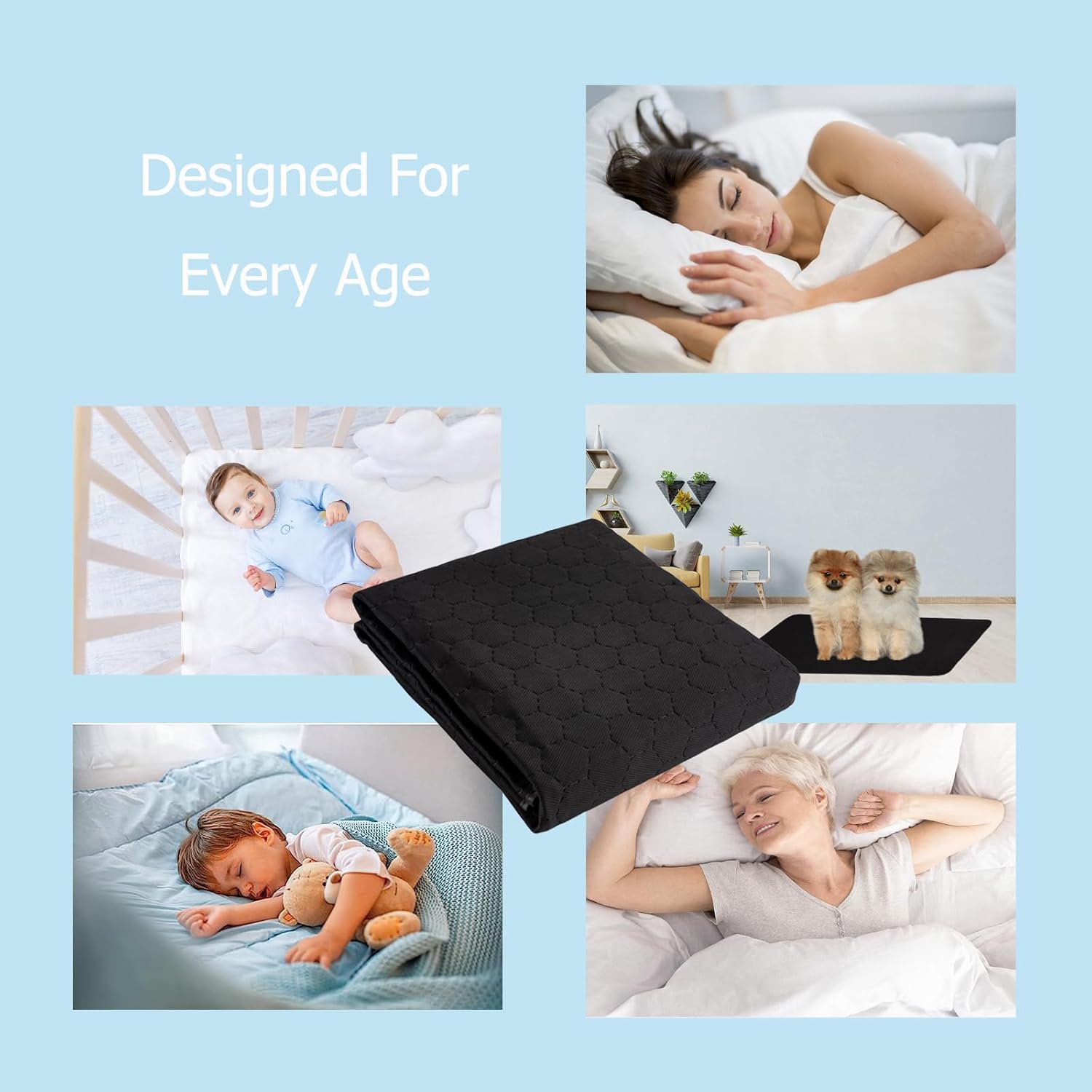 RIQINXIN Waterproof Reusable Bed Underpad 35x60in
