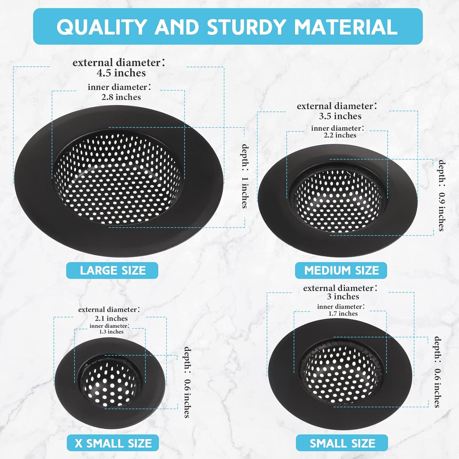Hsei 4 Pack Stainless Steel Sink Strainers