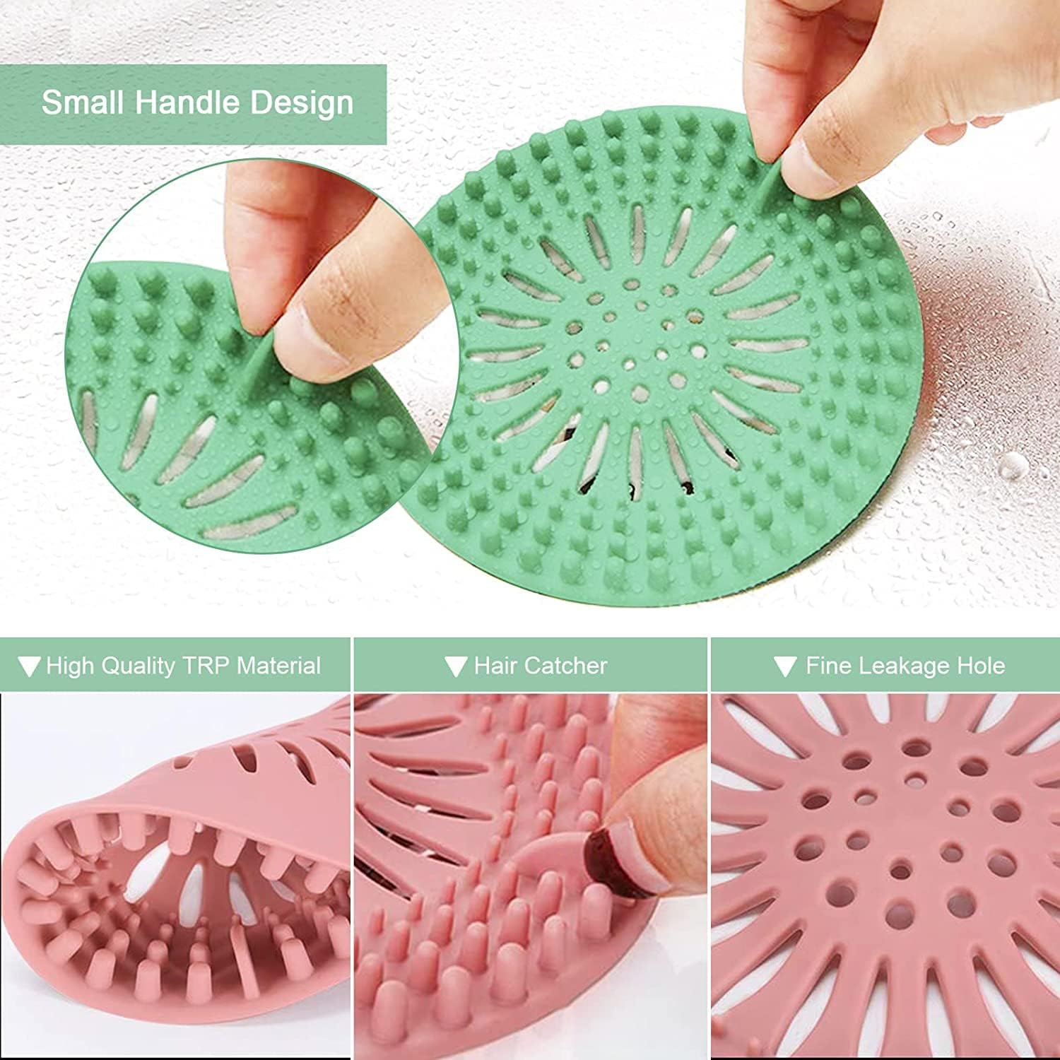NADUSEP 4Pcs Durable Silicone Hair Catcher for Shower Drain