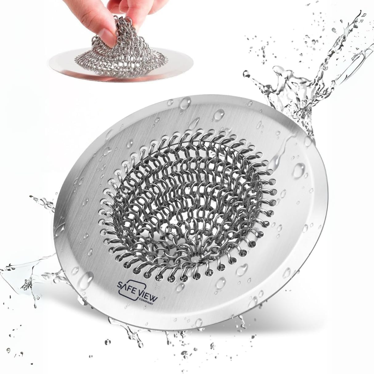 Sir Drainalot Kitchen Sink Drain Strainer - Reversible Chain Non-Clogging Stainless Steel