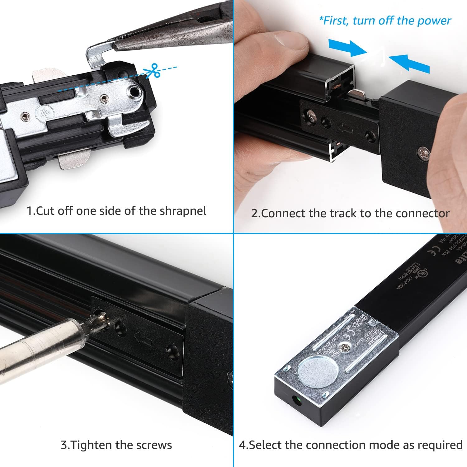 LEONLITE H Track Live End Feed Connector Black