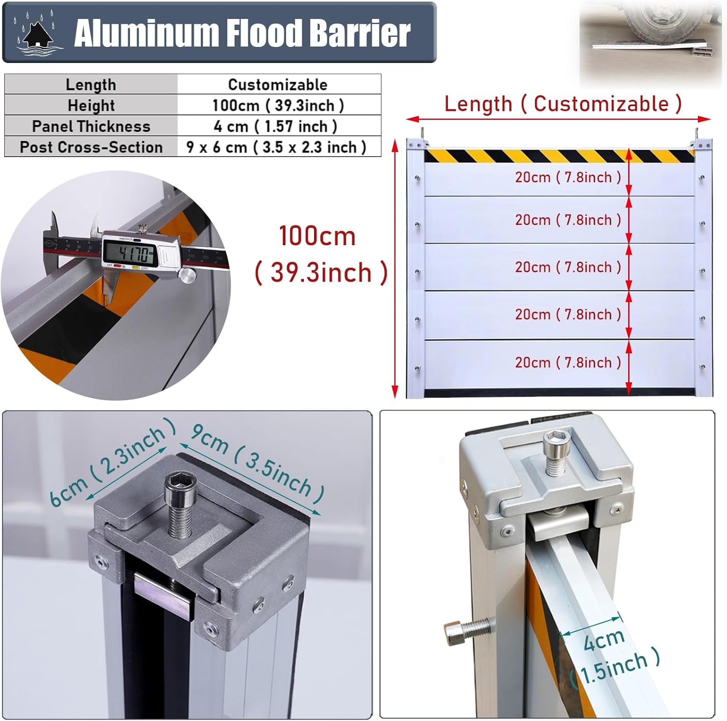 High Flood Control Baffle 100cm Yard Gate Flood Barrier