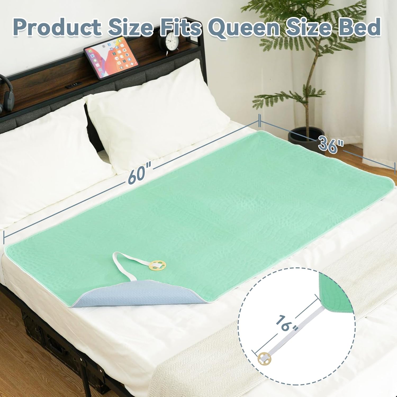 YEERSWAG Reusable Waterproof Bed Pads 2 Pack Green