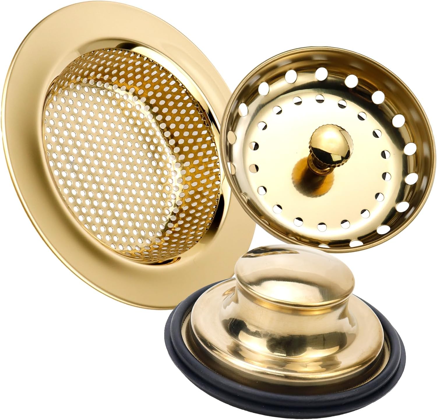 Antrader Gold Drain Strainer Set 3Pcs Stainless Steel