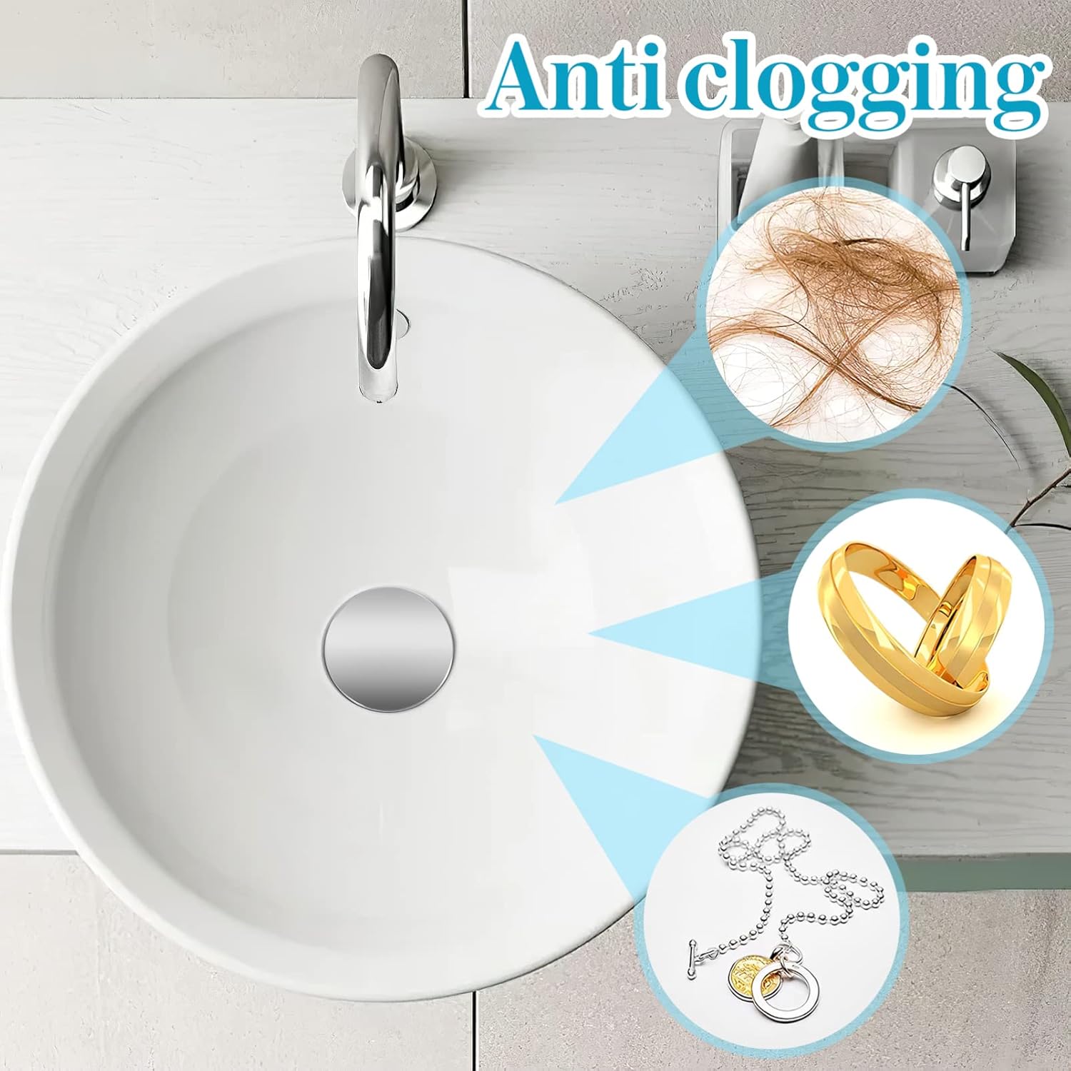 DOITOOL Bathroom Sink Drain Stopper with Hair Catcher