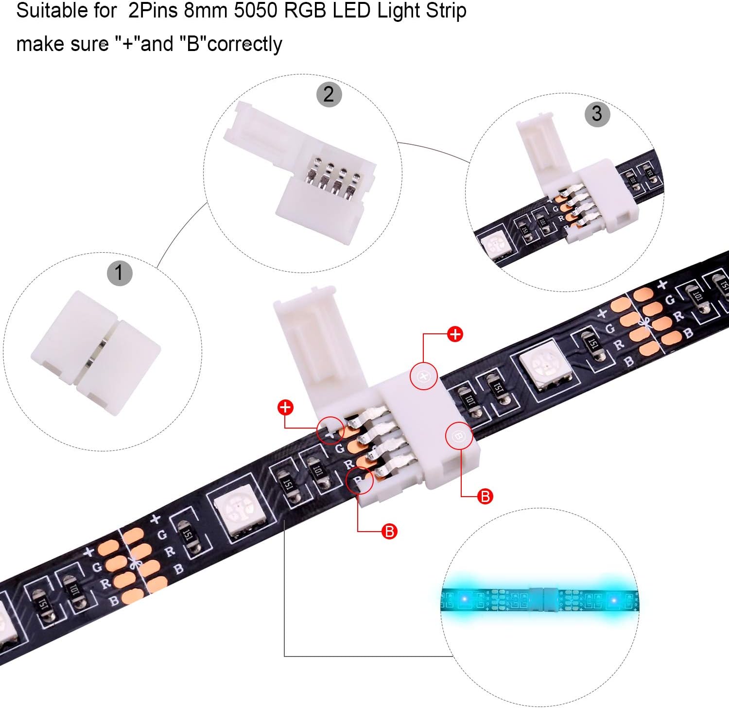 iCreating 5050 4Pin LED Strip Connector Kit 10mm