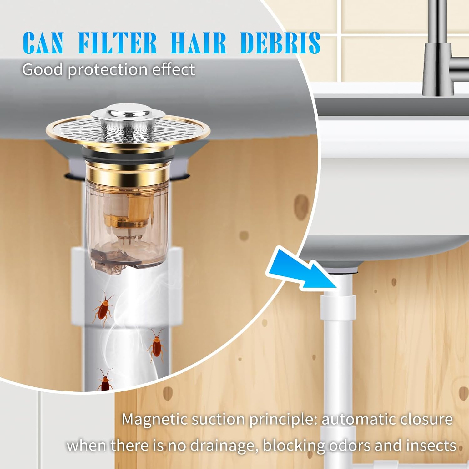 CHICHAUS 2 in 1 Bathroom Sink Stopper with Drain Strainer