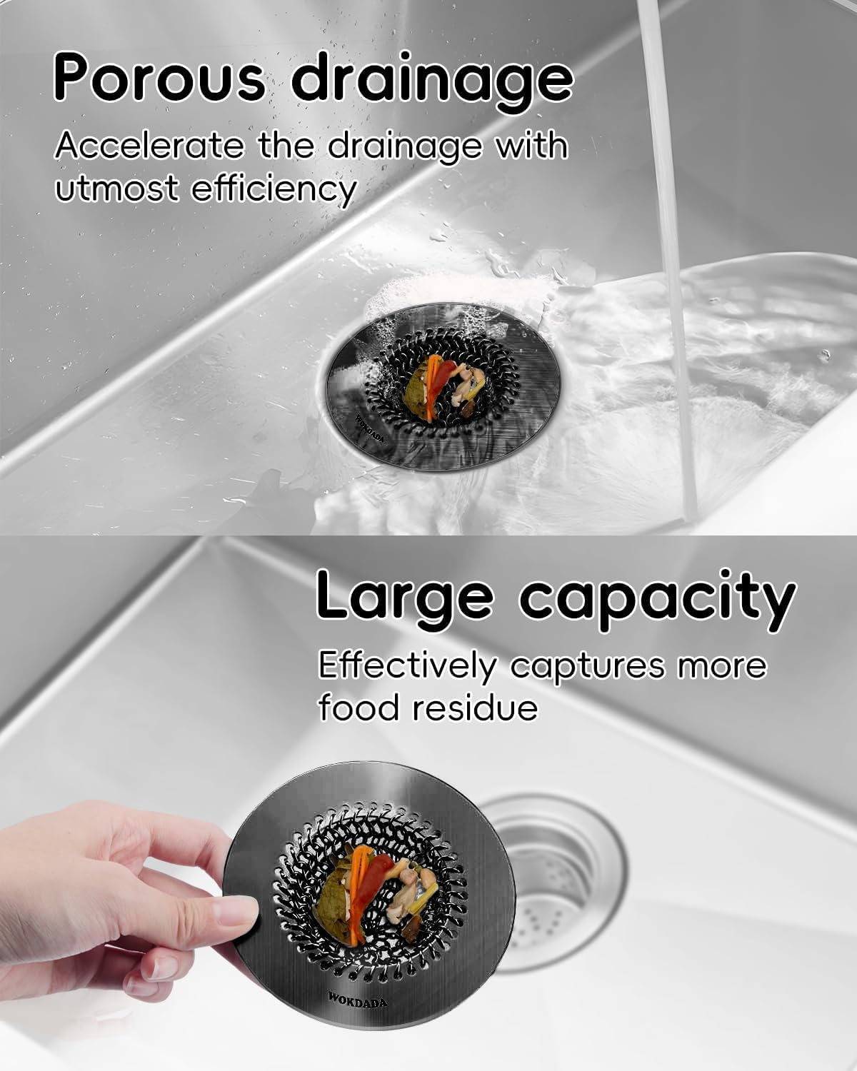 Wokdada Black 304 Stainless Steel Sink Strainer