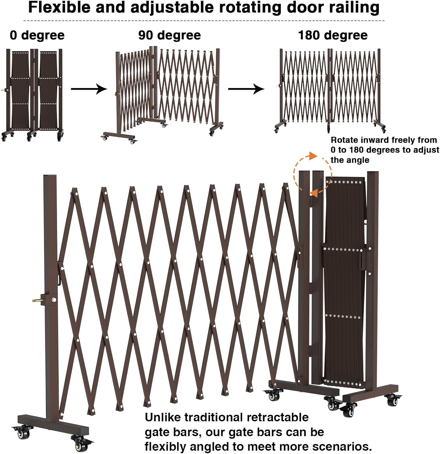 THEYFIRST Expandable Metal Security Gate with Casters