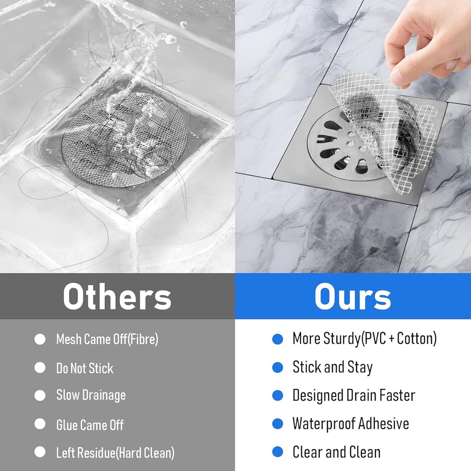 50PCS Waterproof Drain Stickers for Hair Catching