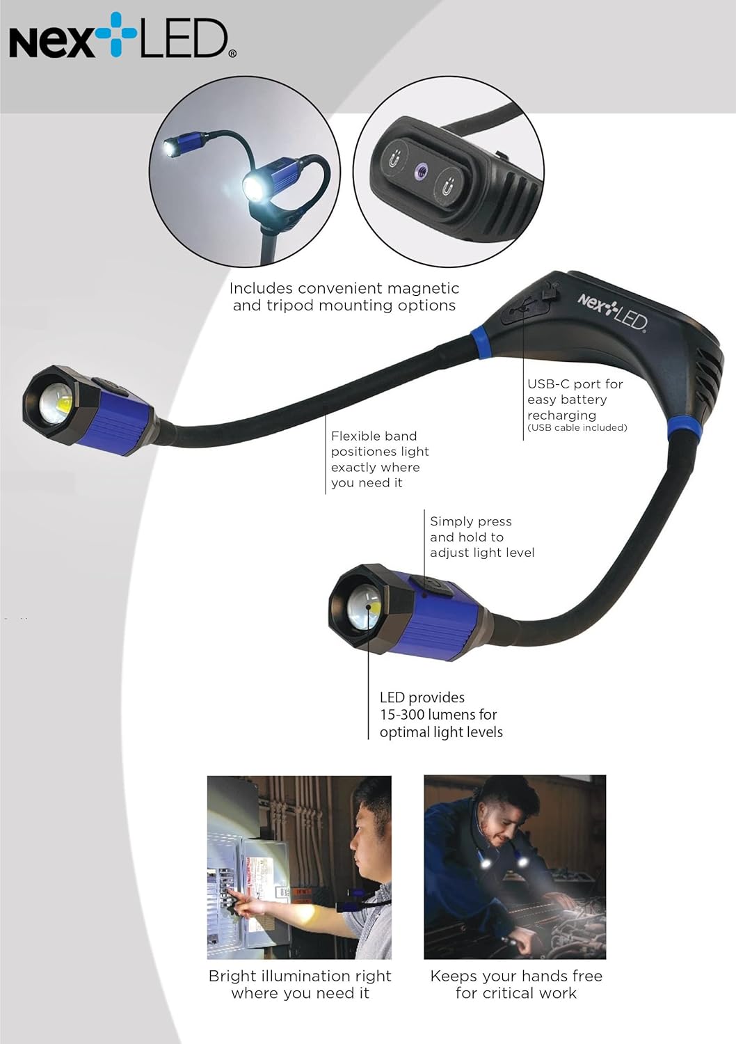 NextLED NT-6633 Rechargeable Neck Light with Magnetic Base