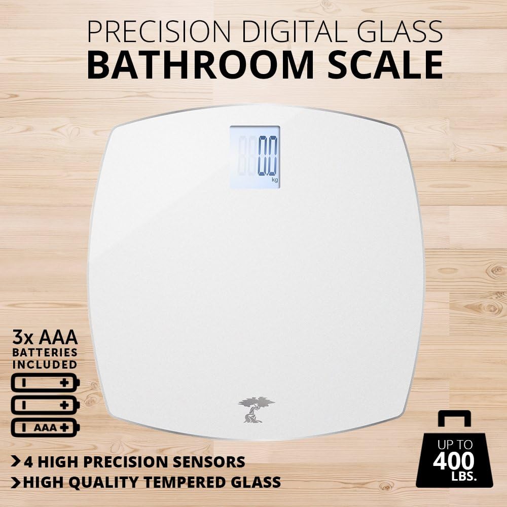 Precision Digital Glass Bathroom Scale 400 lb Capacity