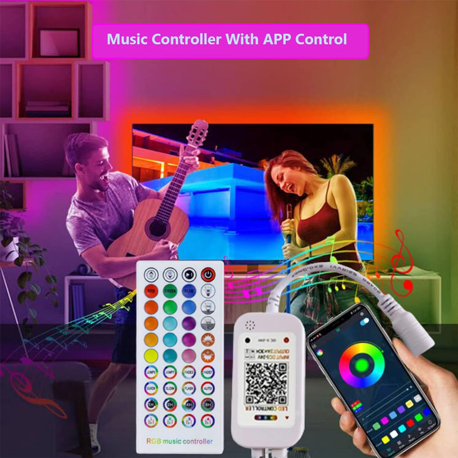 GXILEE 12V LED Power Supply and Remote Controller with 4 Pin Connectors