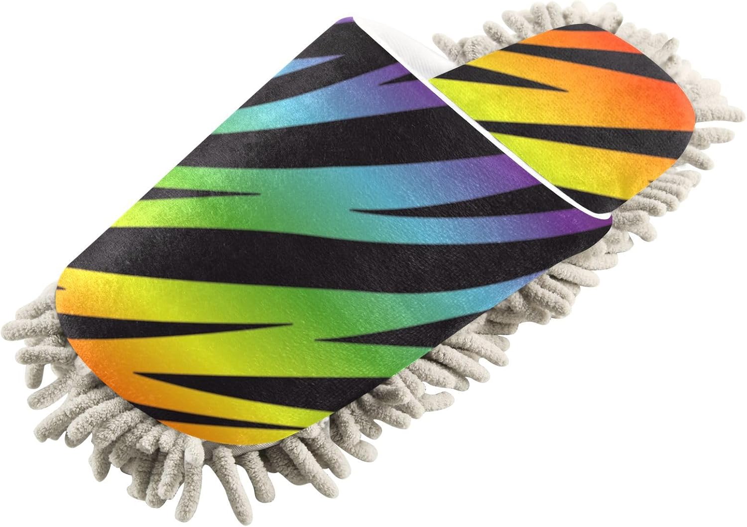 Sinestour Rainbow Zebra Mop Slippers for Floor Cleaning