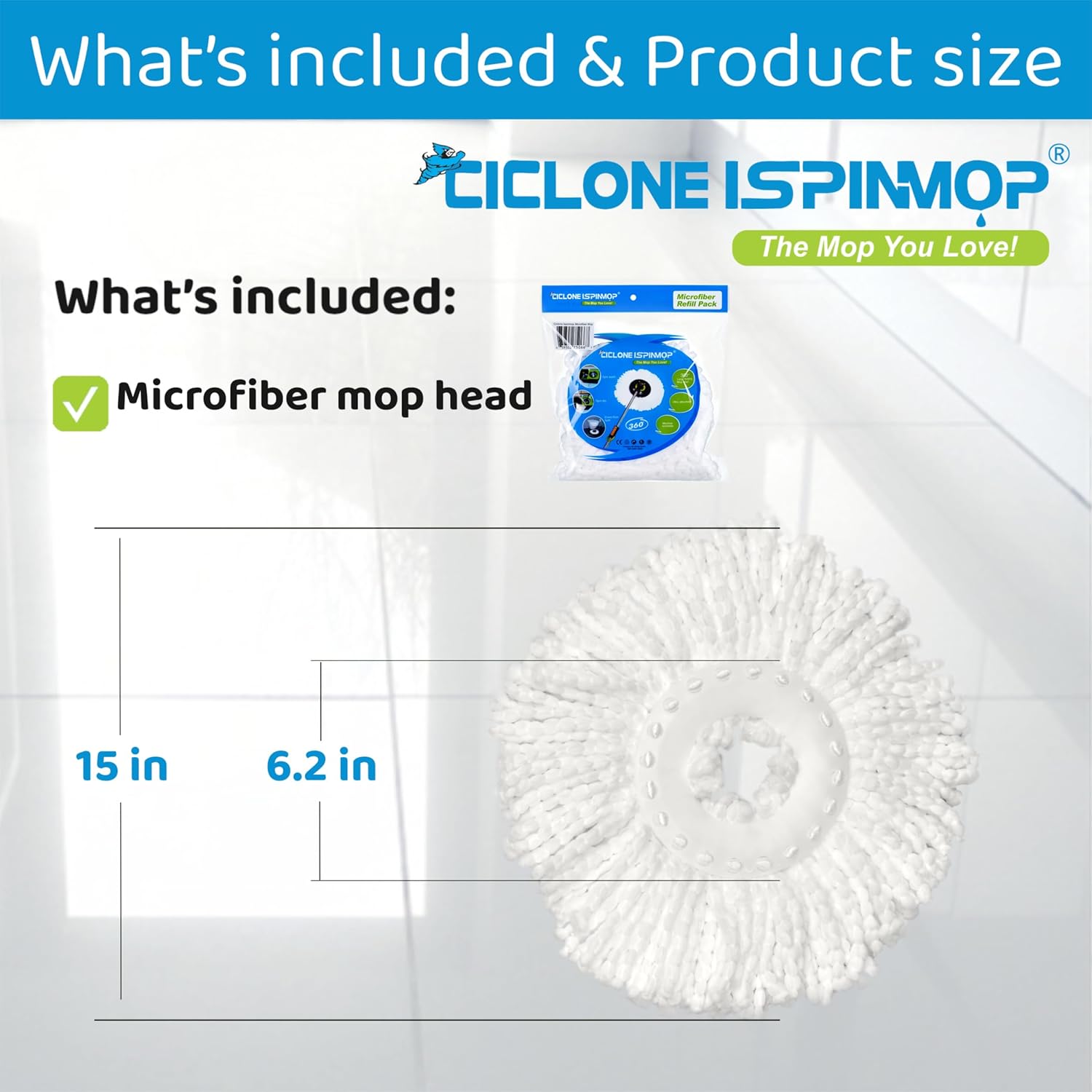 CICLONE Ispinmop Microfiber Mop Head Refill