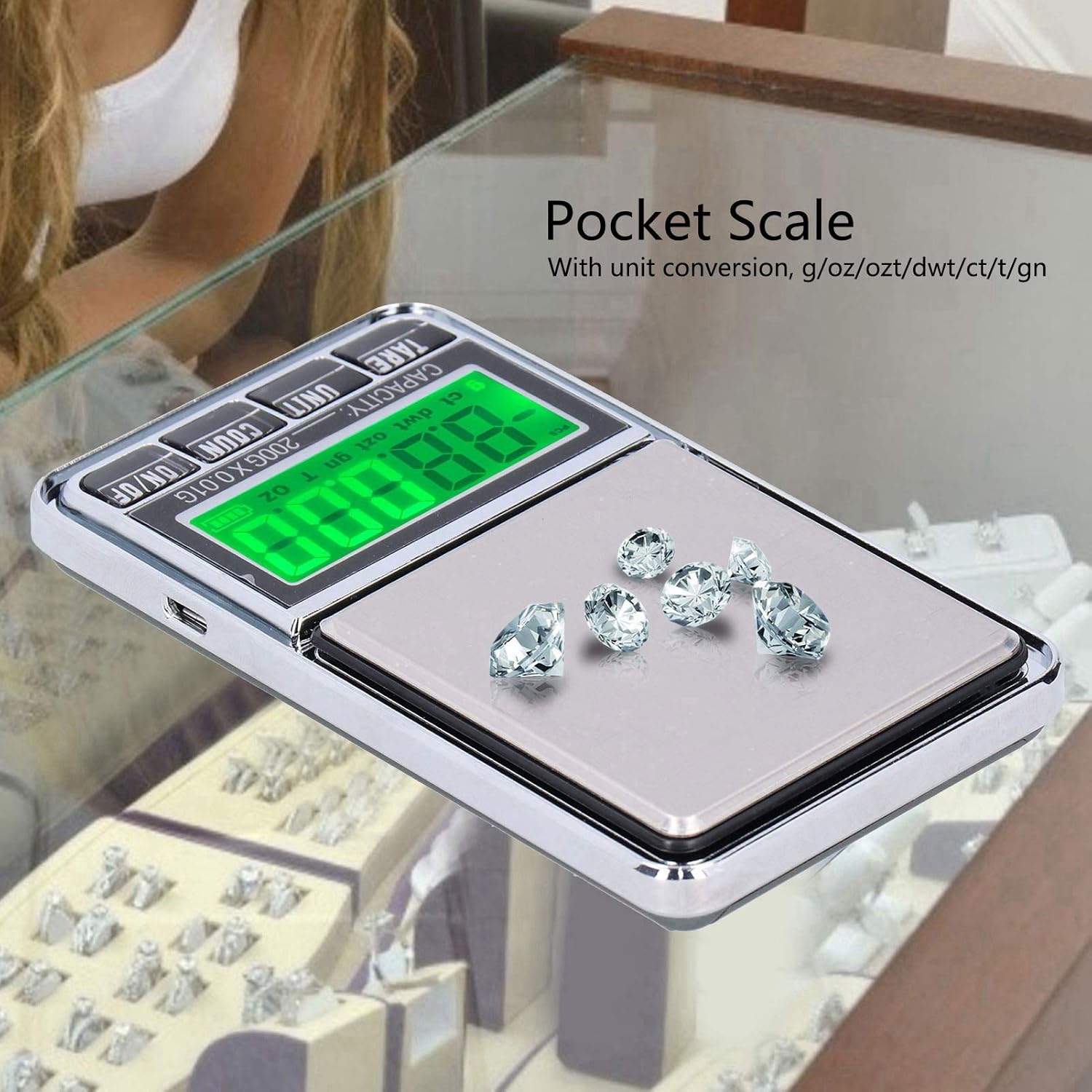Restokki Electronic Jewelry Scale with Green Backlight LCD Display