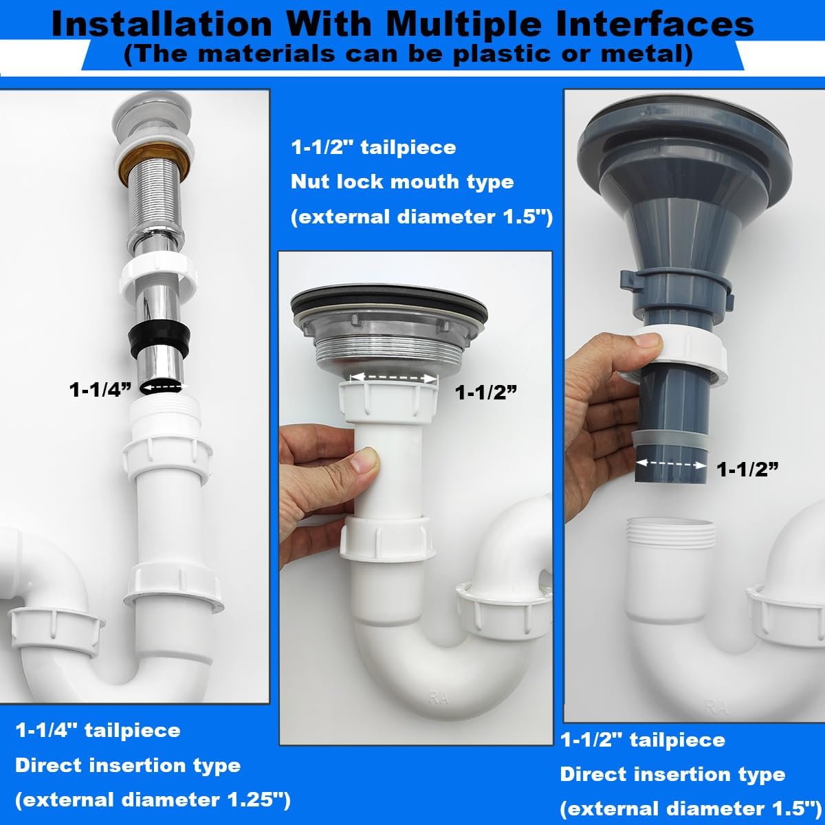 TGEOND White P-Trap with Threaded Adapter and Reversible J-Bend