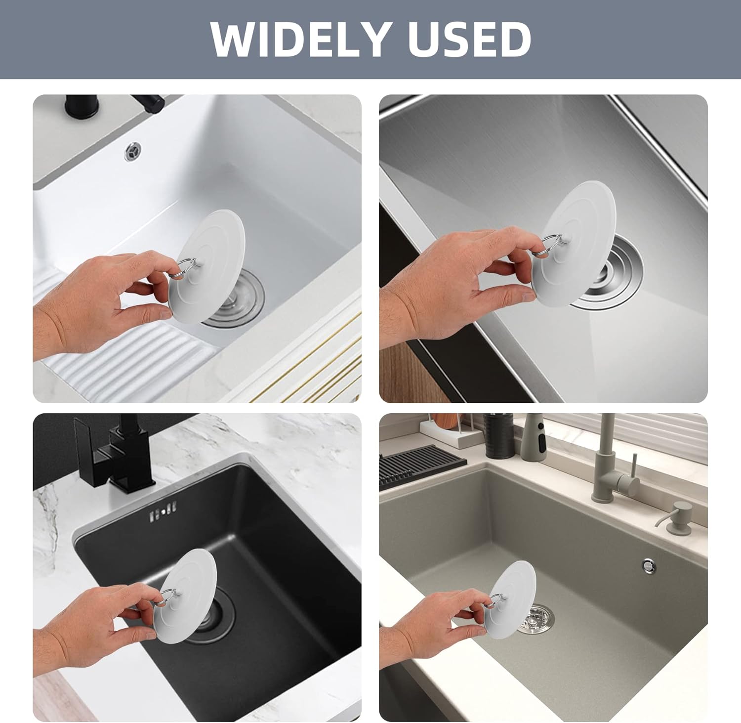 Hibbent 2 Pack Suction Sink Stopper Set