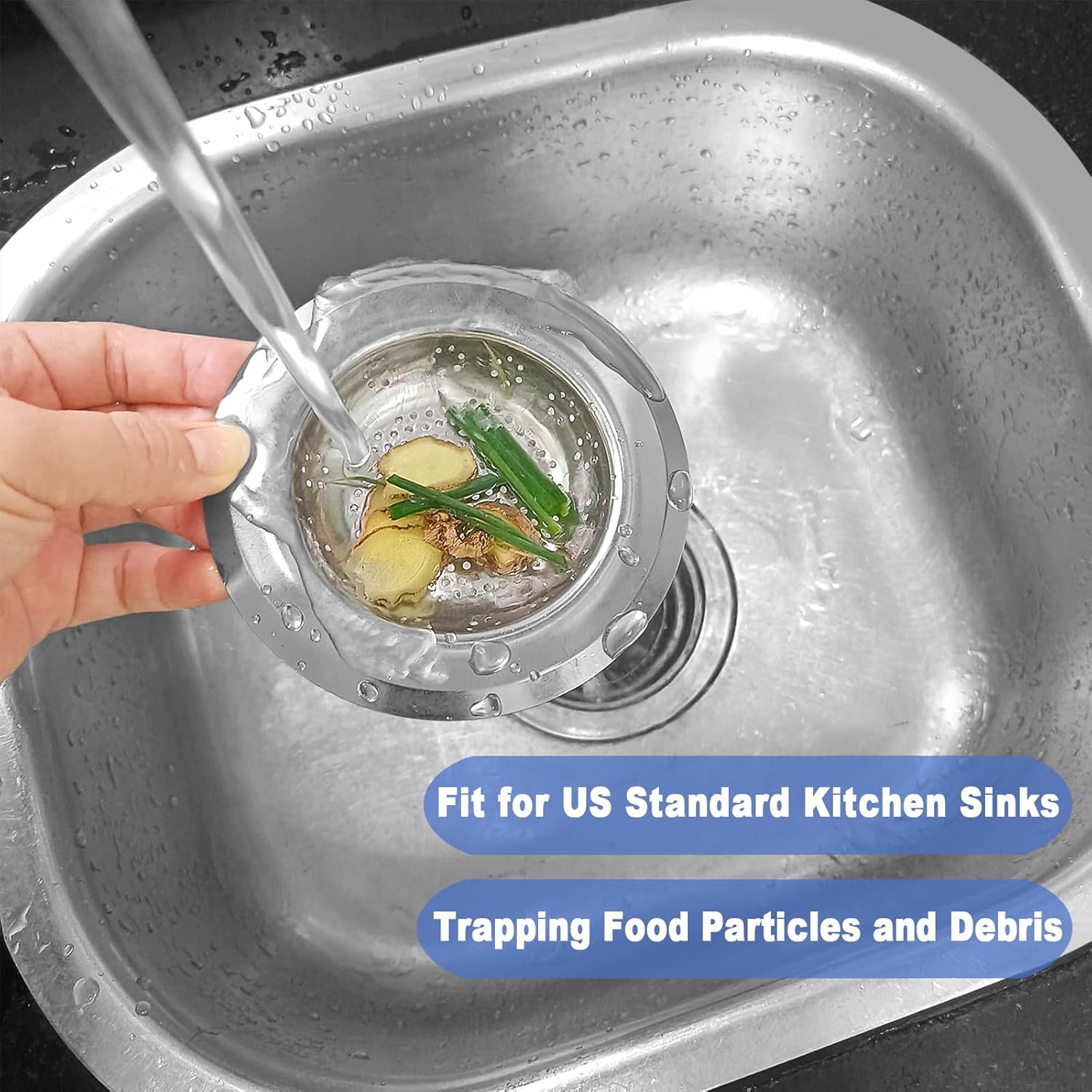 LMOMSS Kitchen Drain Strainer 2 Pack Stainless Steel 1